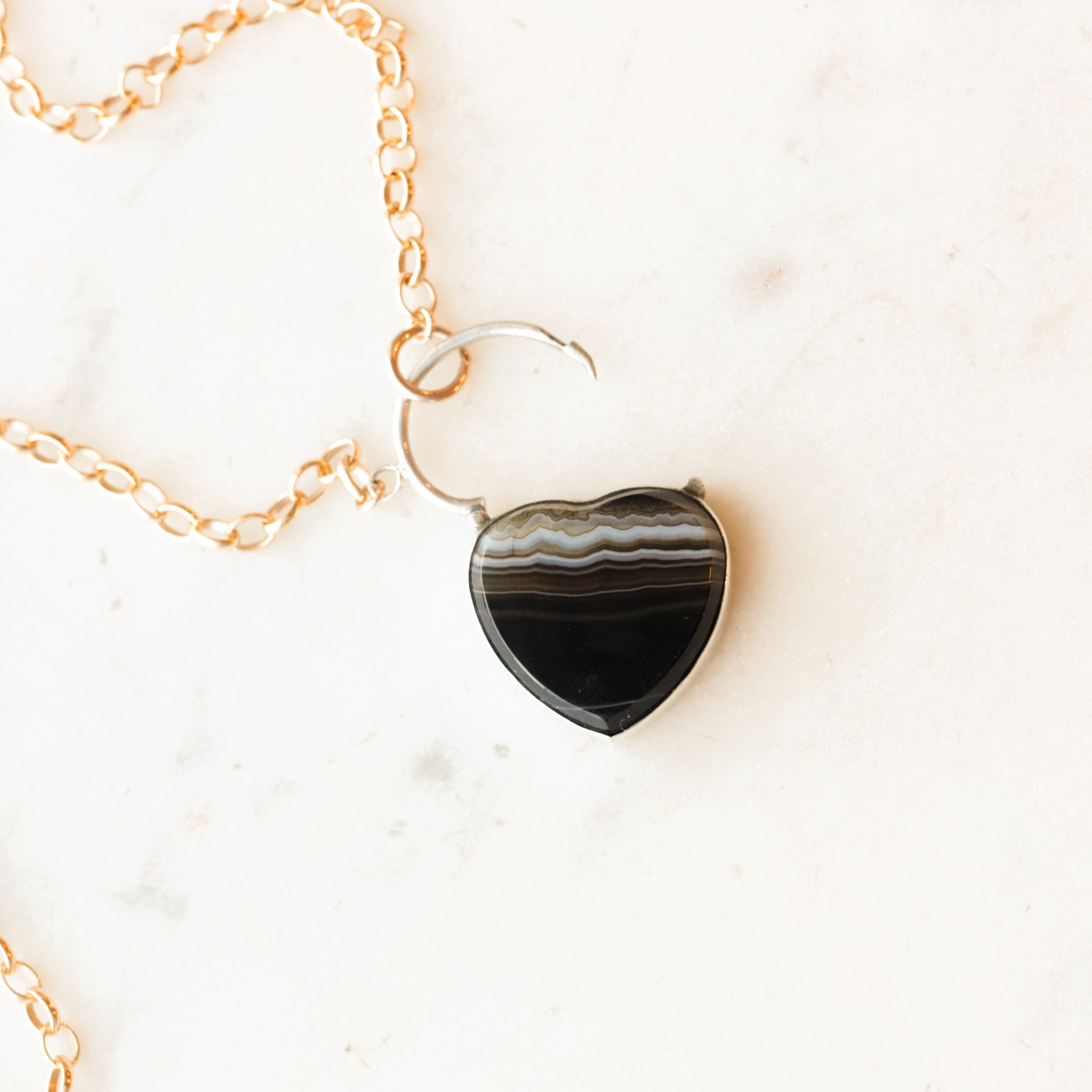 Agate Lover's Lock Necklace