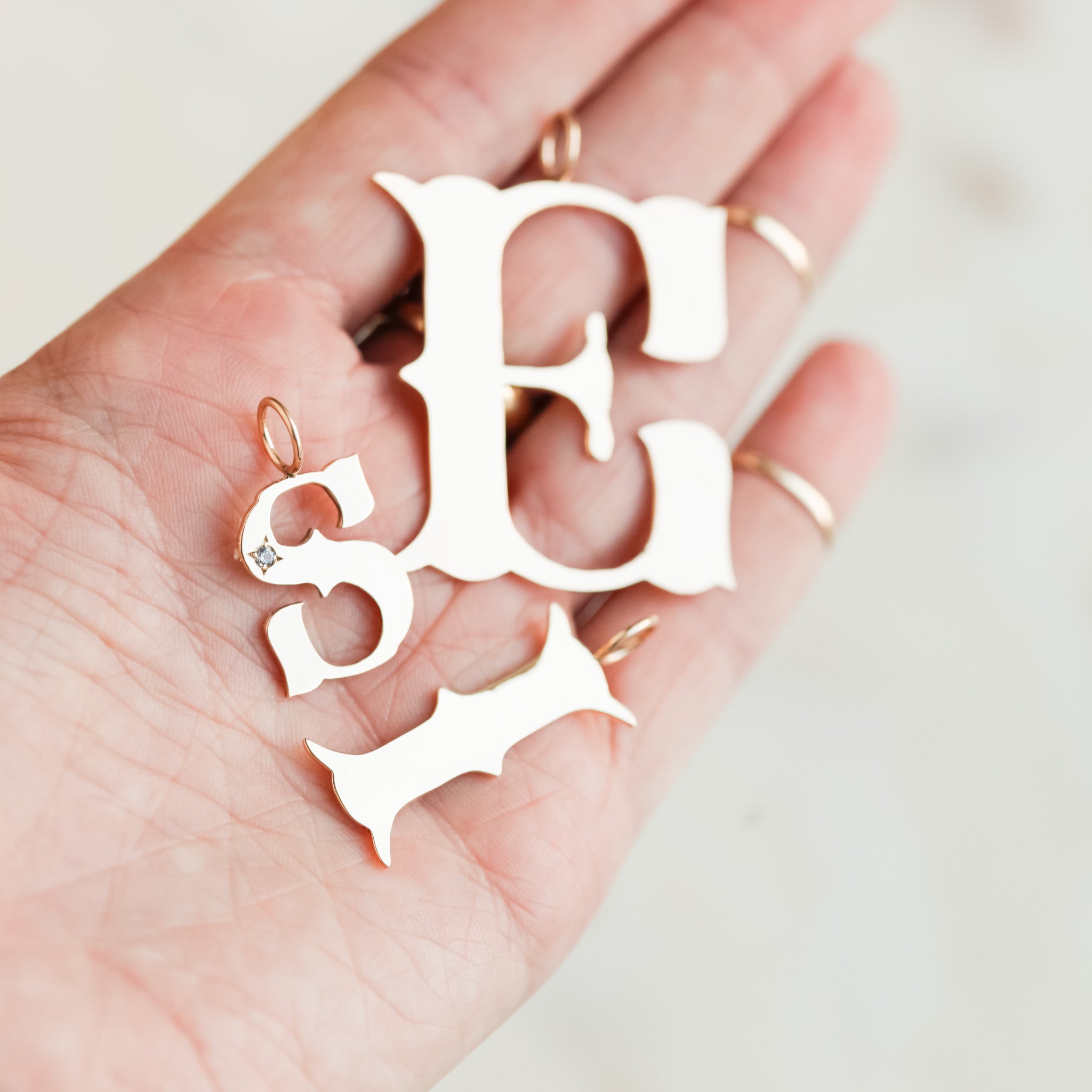 Antique Gold Letter Charms
