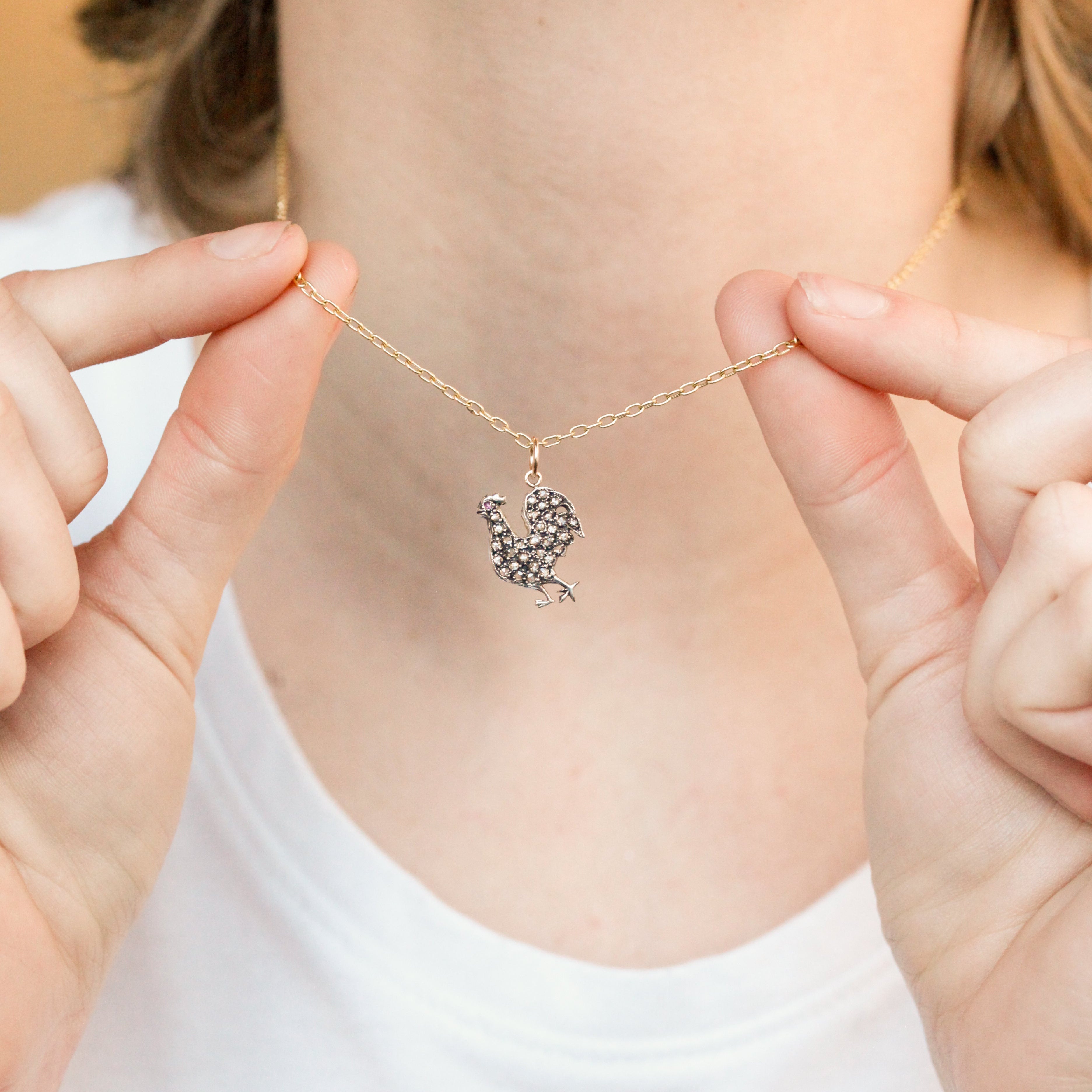 Diamond Rooster Pendant