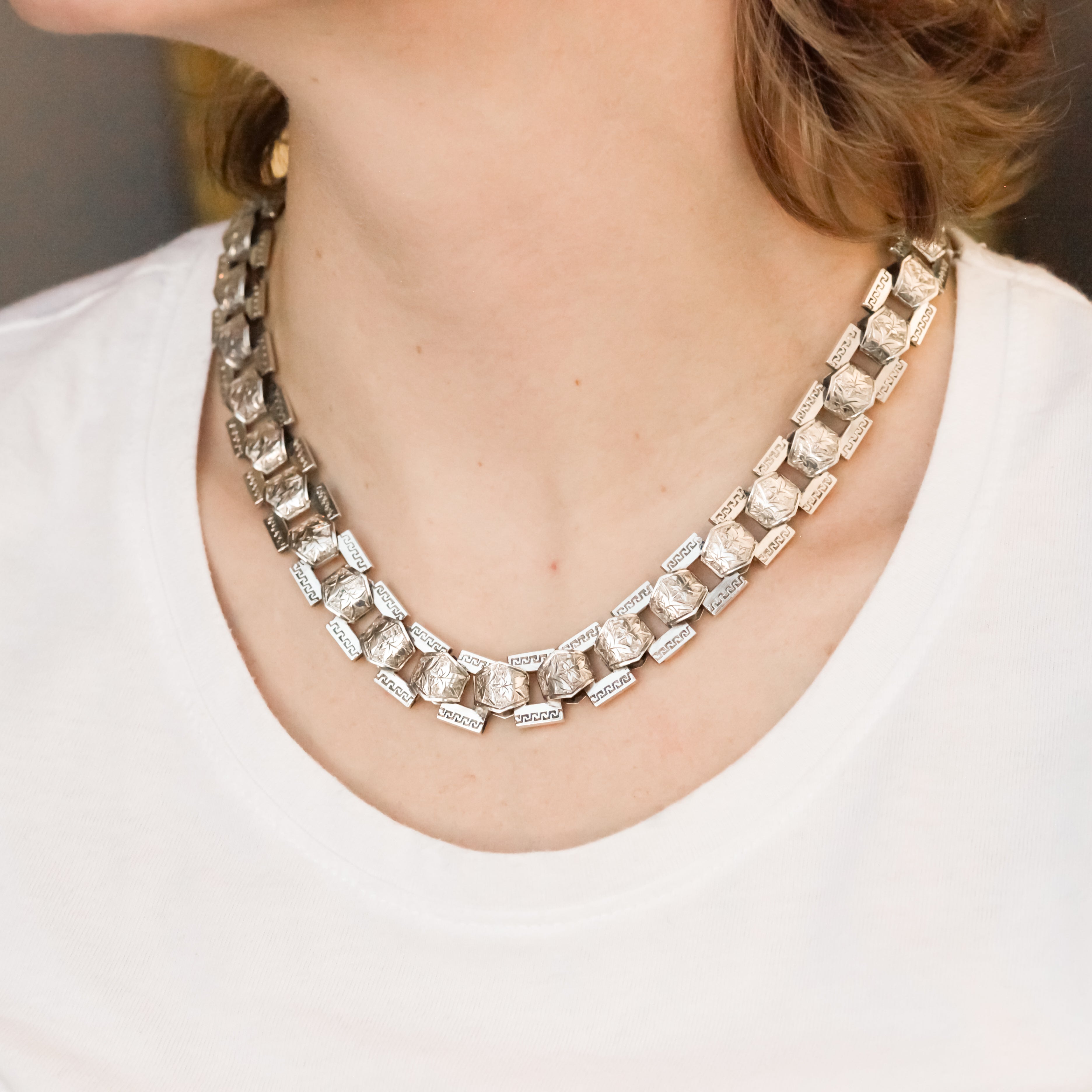 Lila Floral Link Necklace