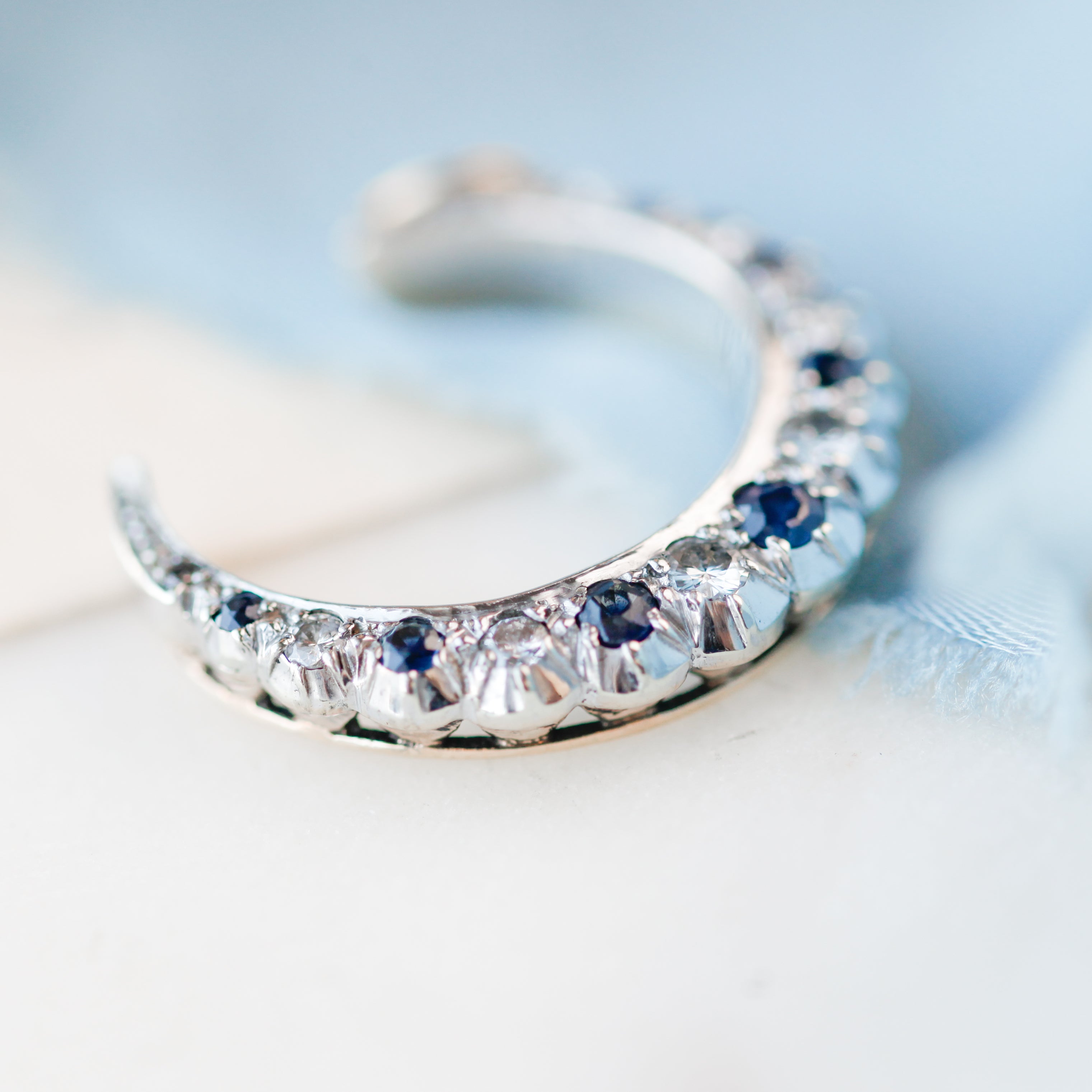 Adeline Sapphire + Diamond Crescent Charm
