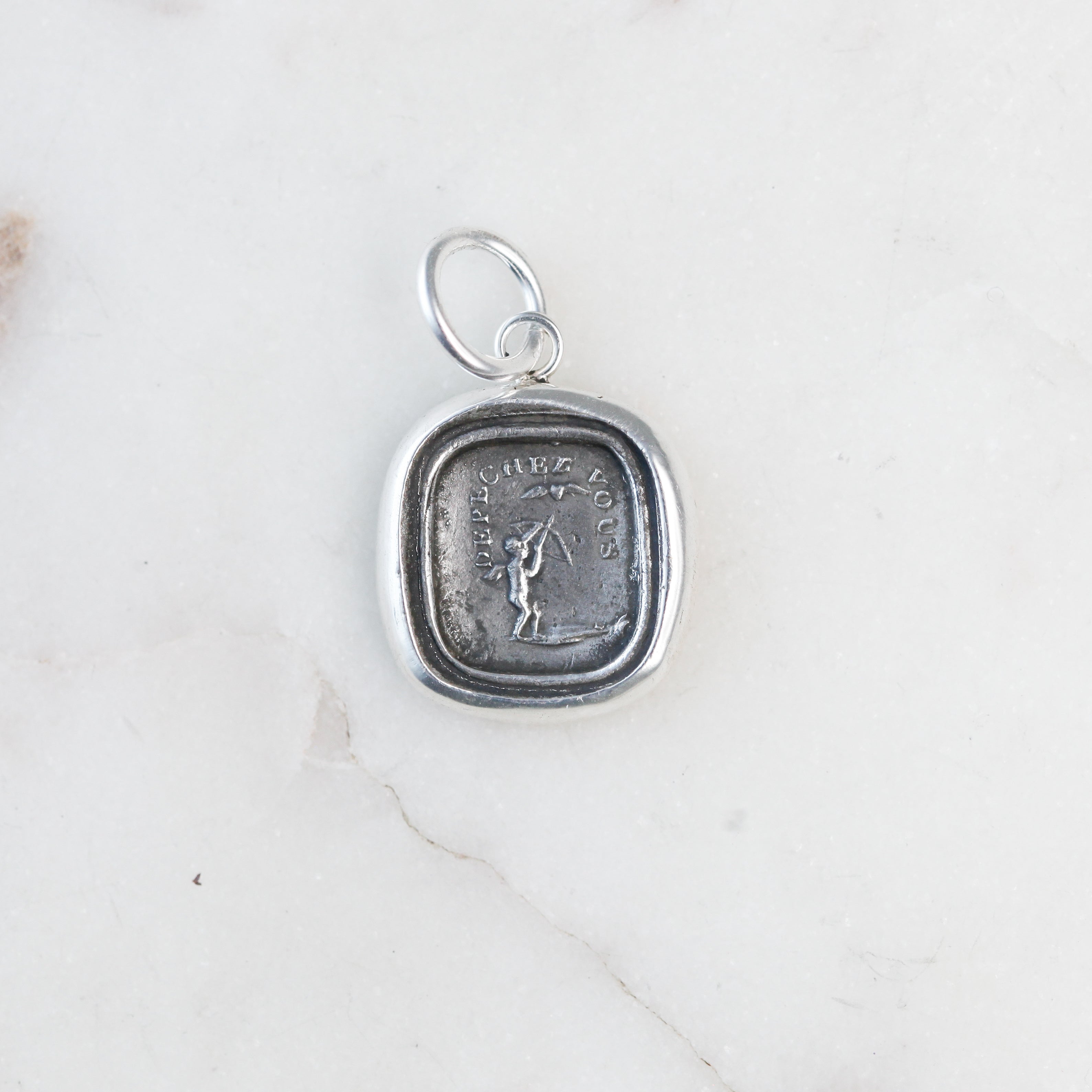 "Love, Make Haste" Cupid Silver Charm