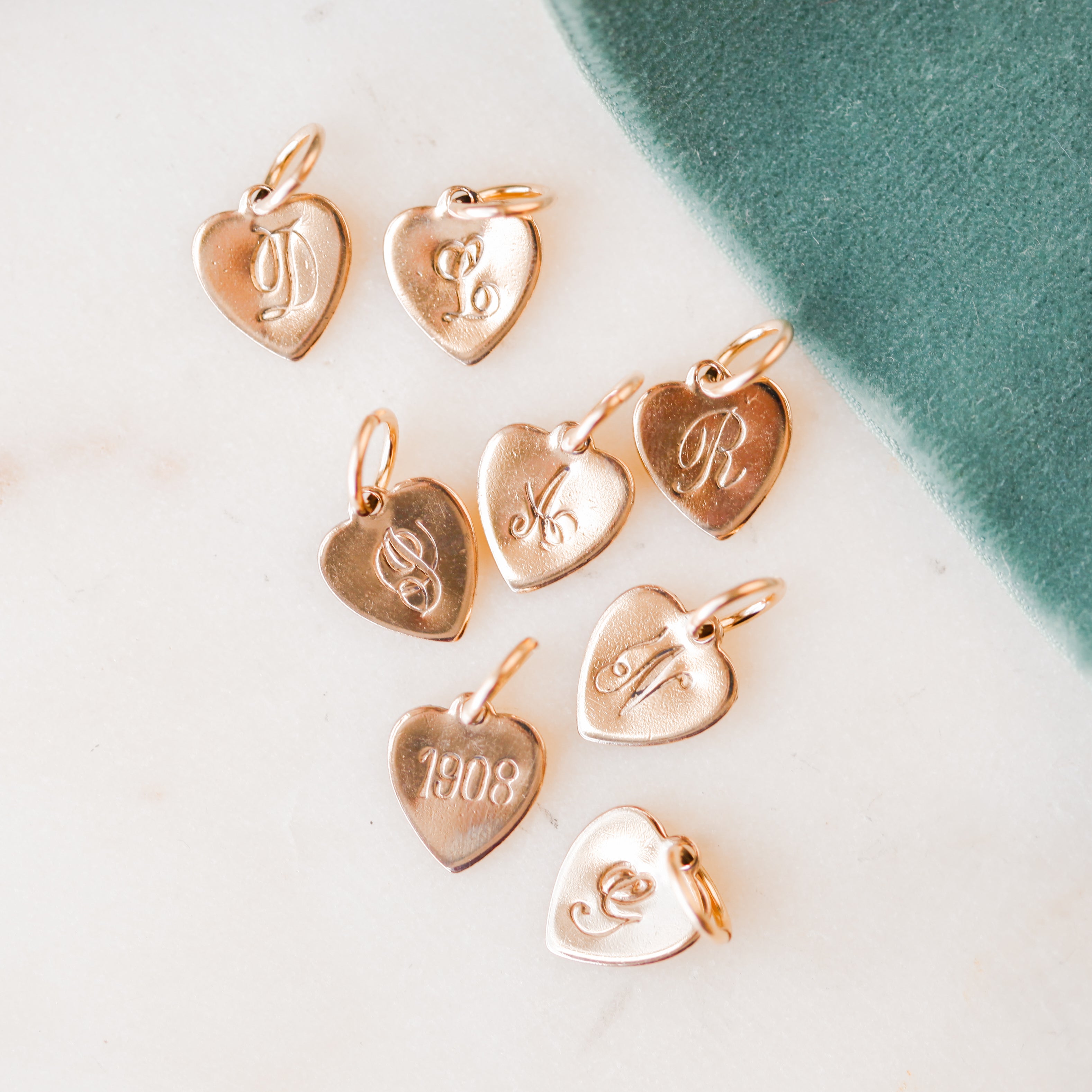 Heart Initial Charms
