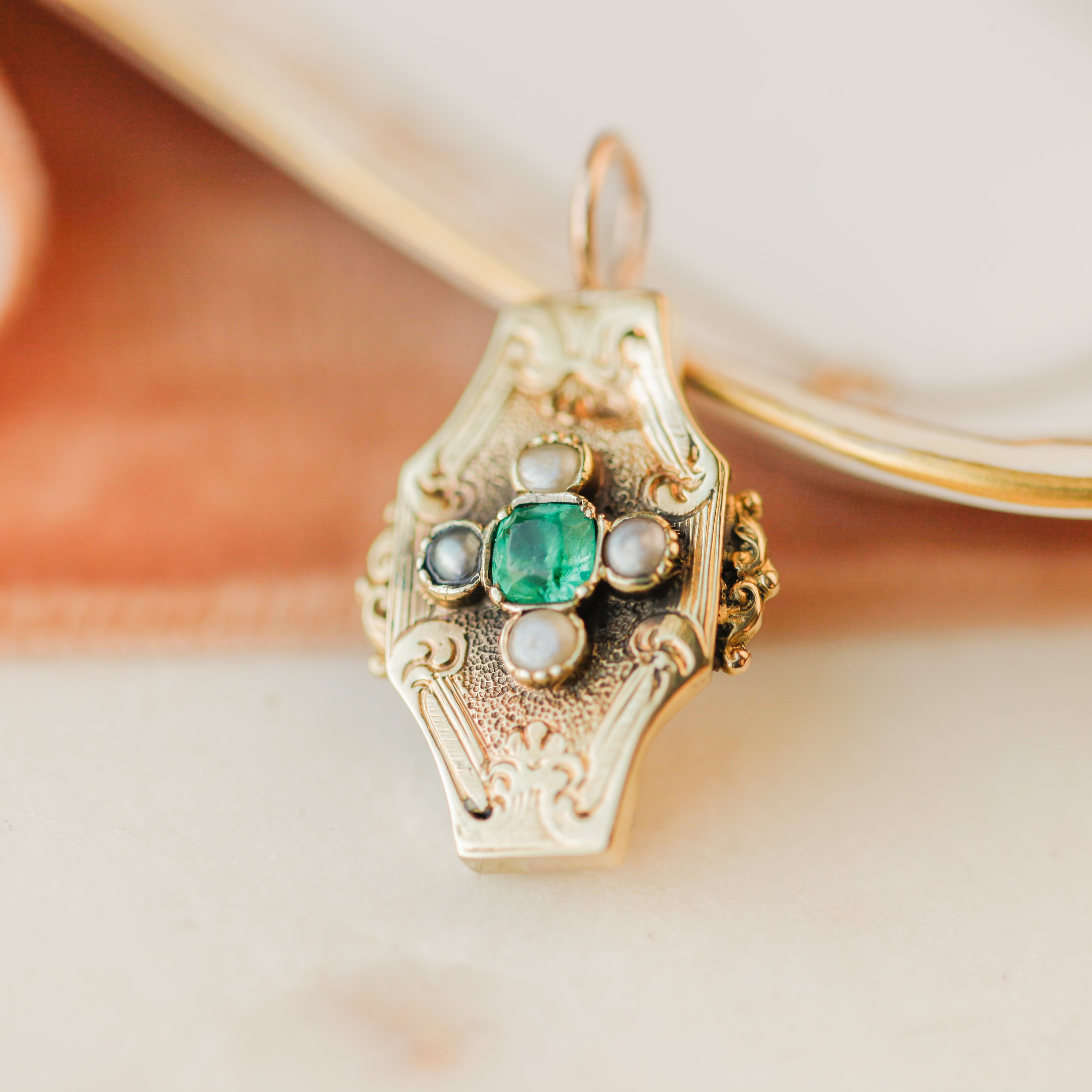 Ella Emerald + Pearl Pendant