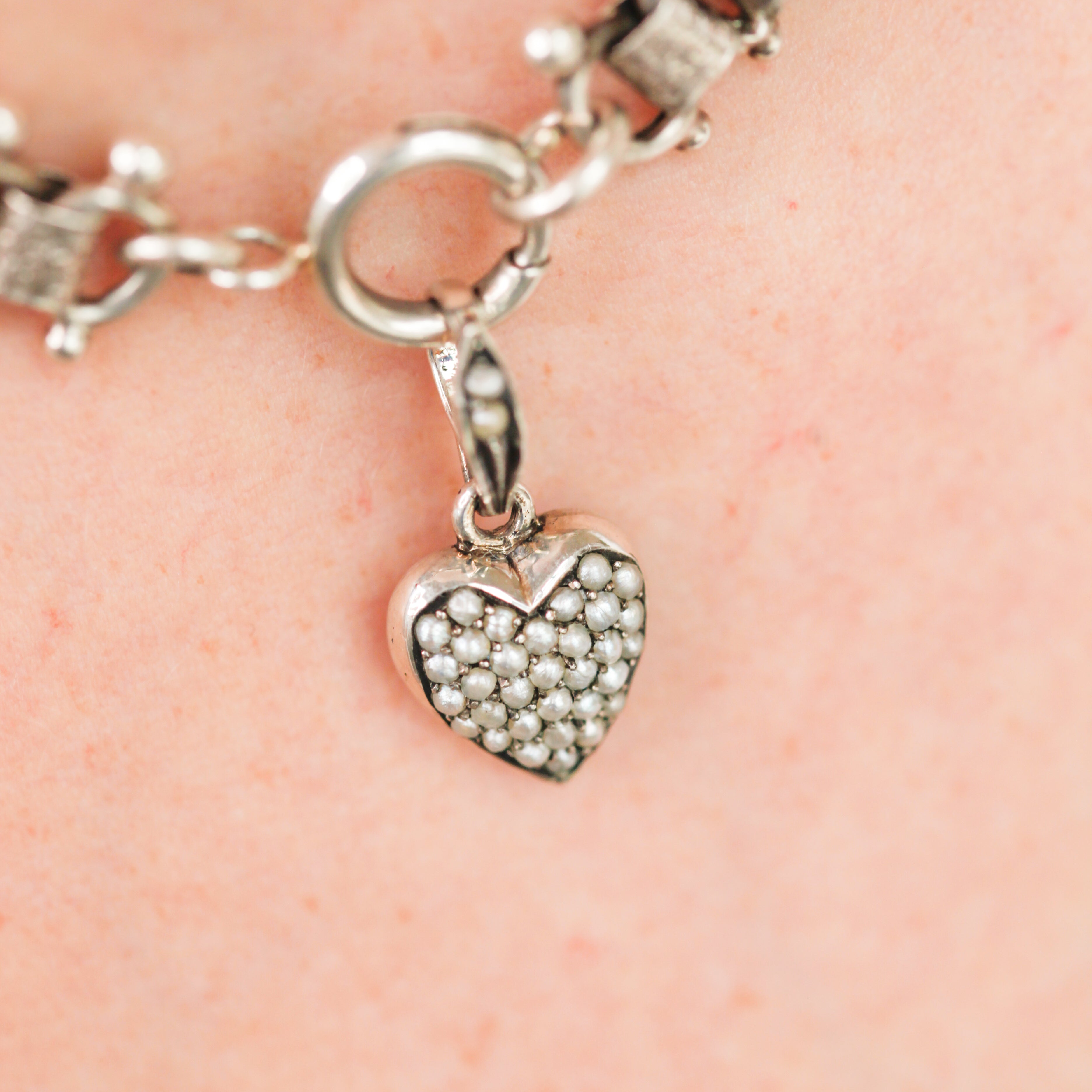 Lottie Seed Pearl Heart Pendant