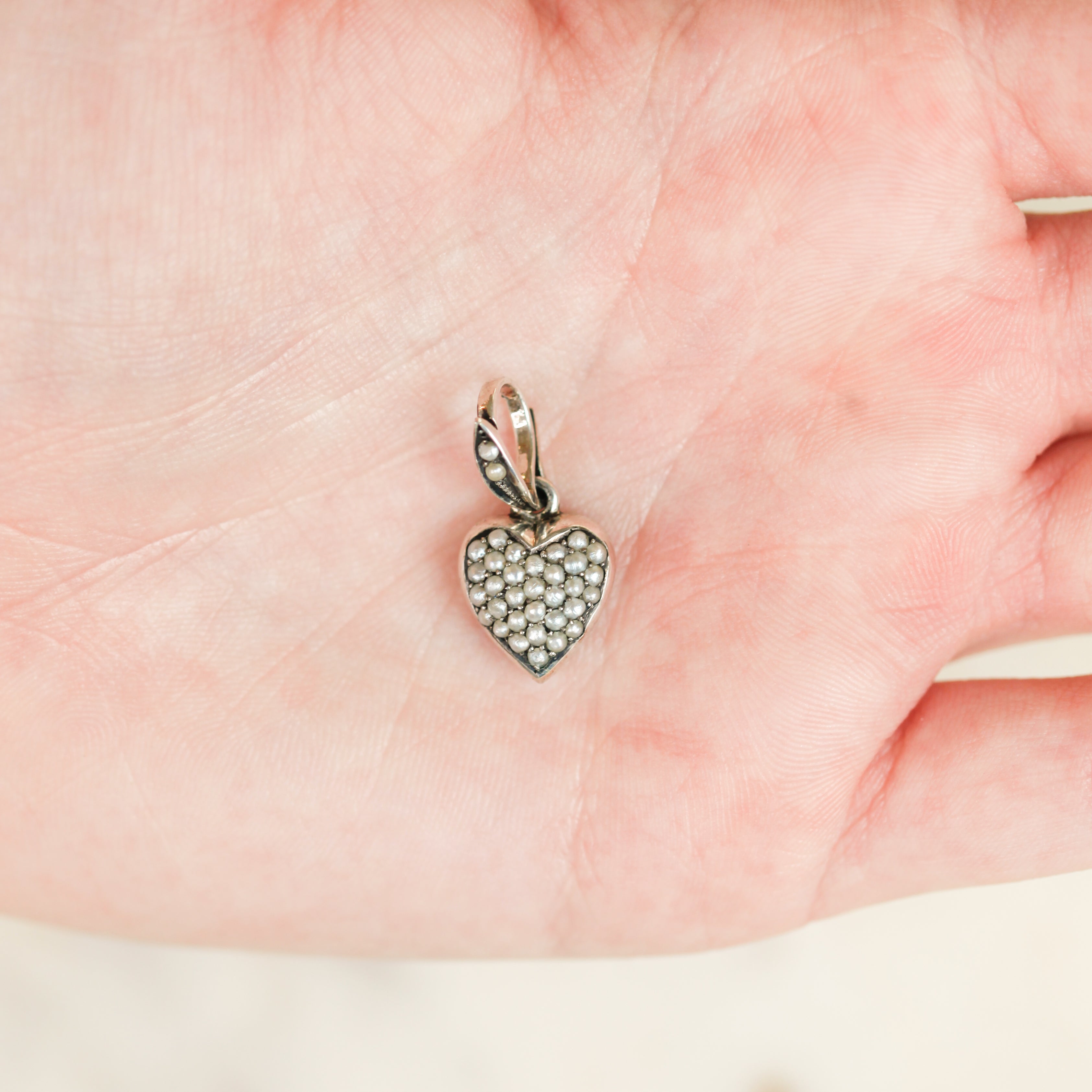 Lottie Seed Pearl Heart Pendant