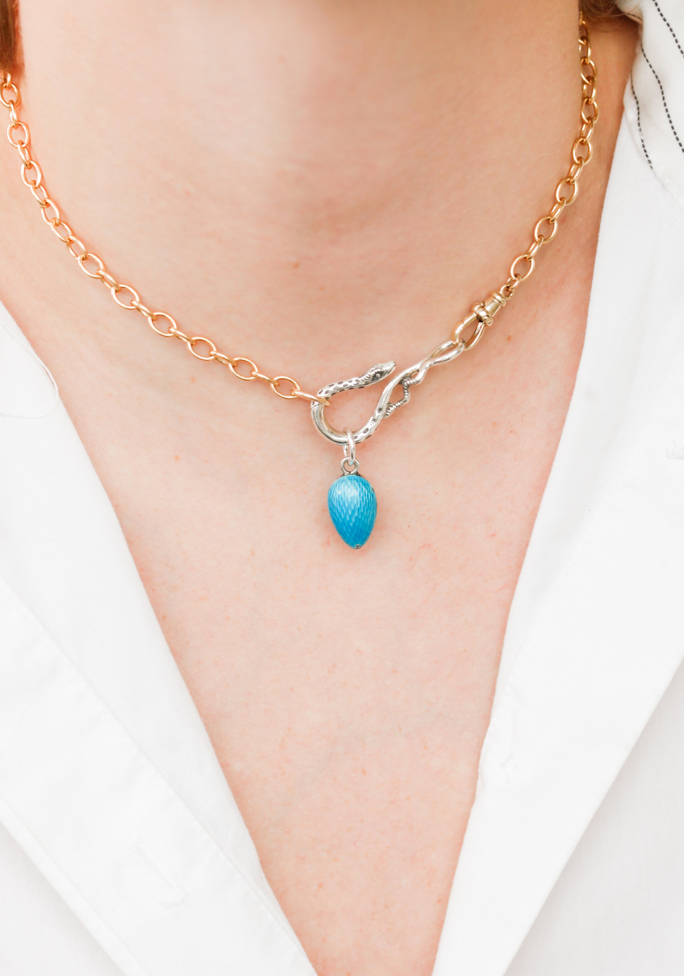 Guilloché Enameled Egg Pendant