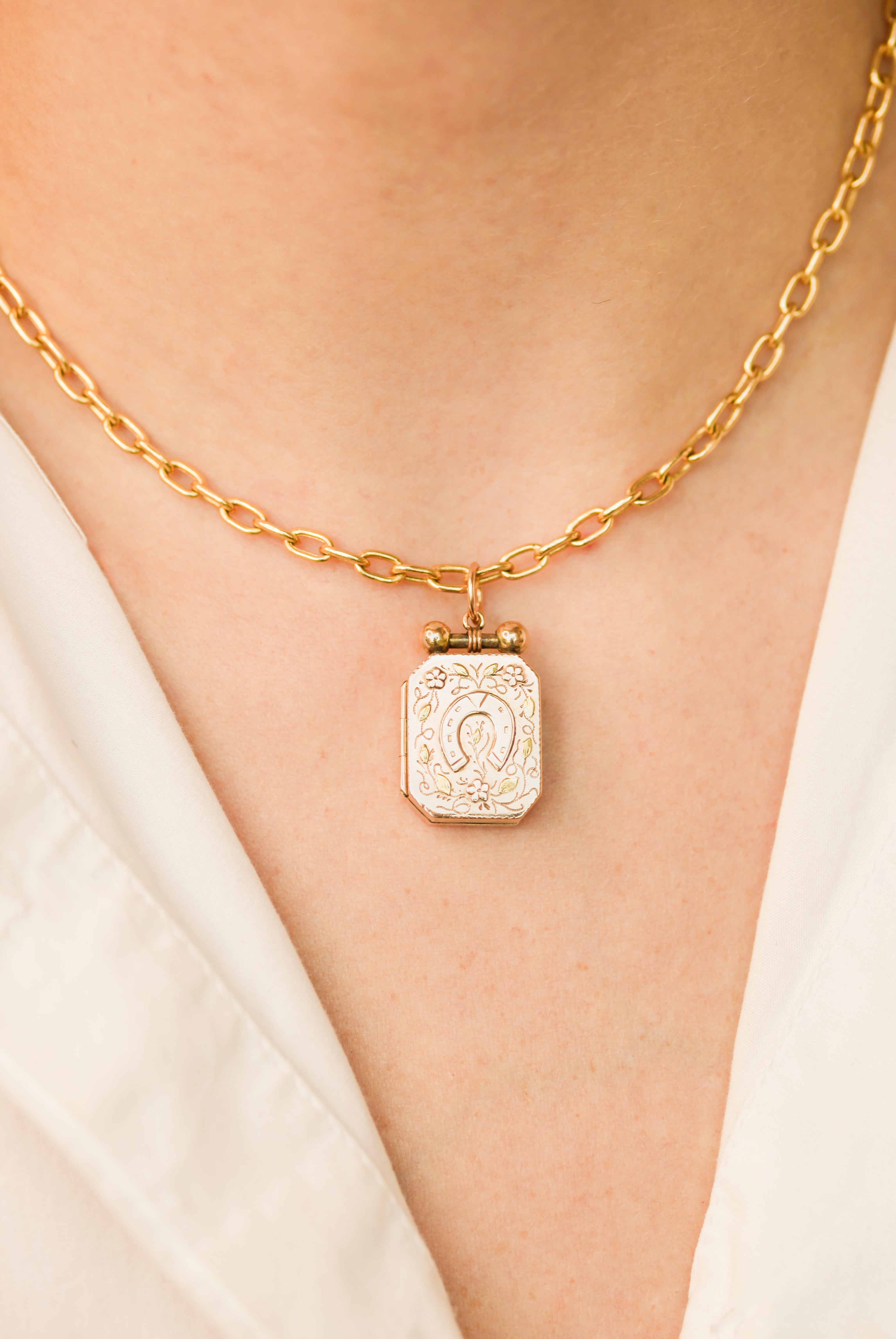 Lucky Gold Horseshoe Locket