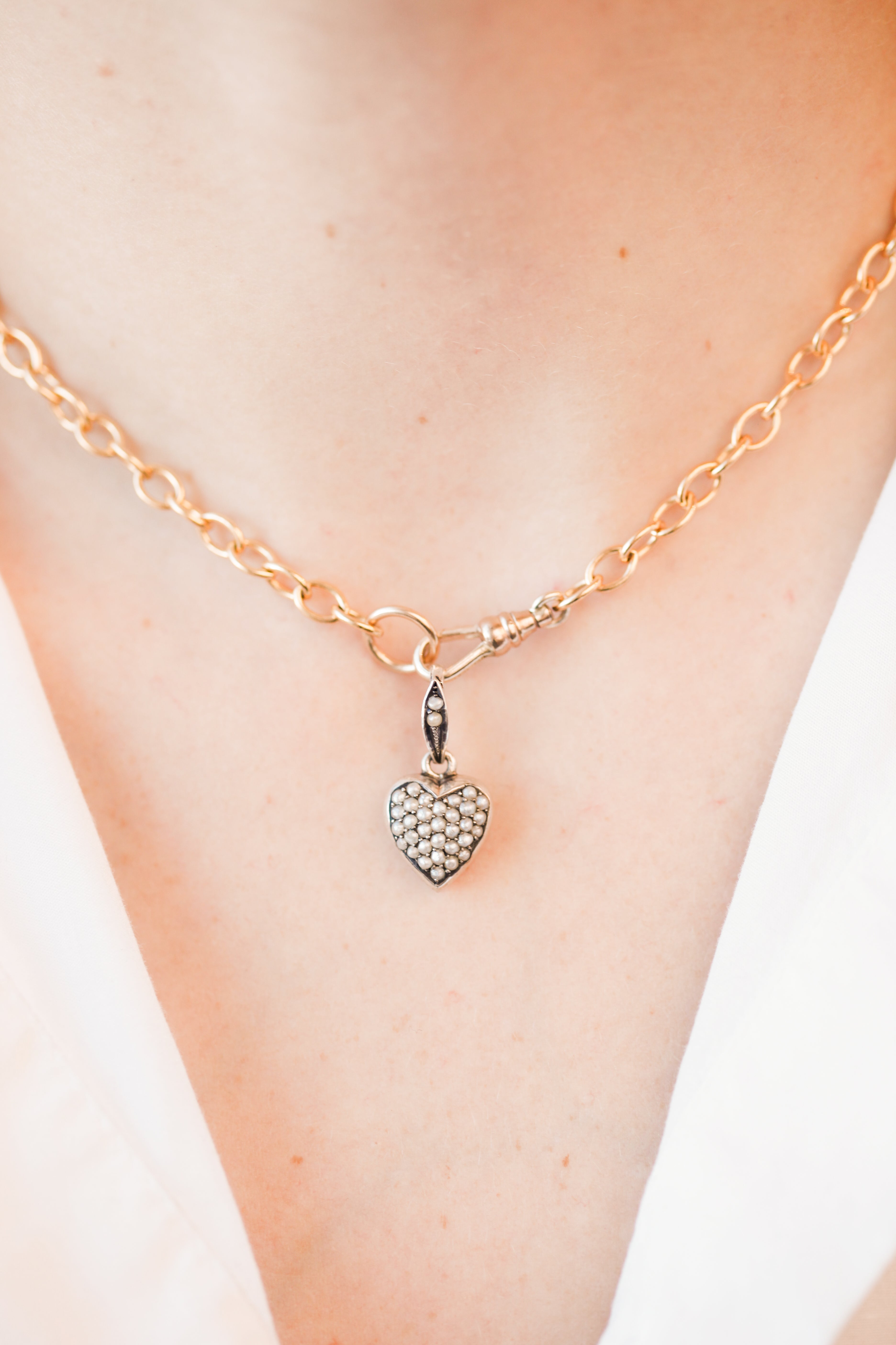 Lottie Seed Pearl Heart Pendant