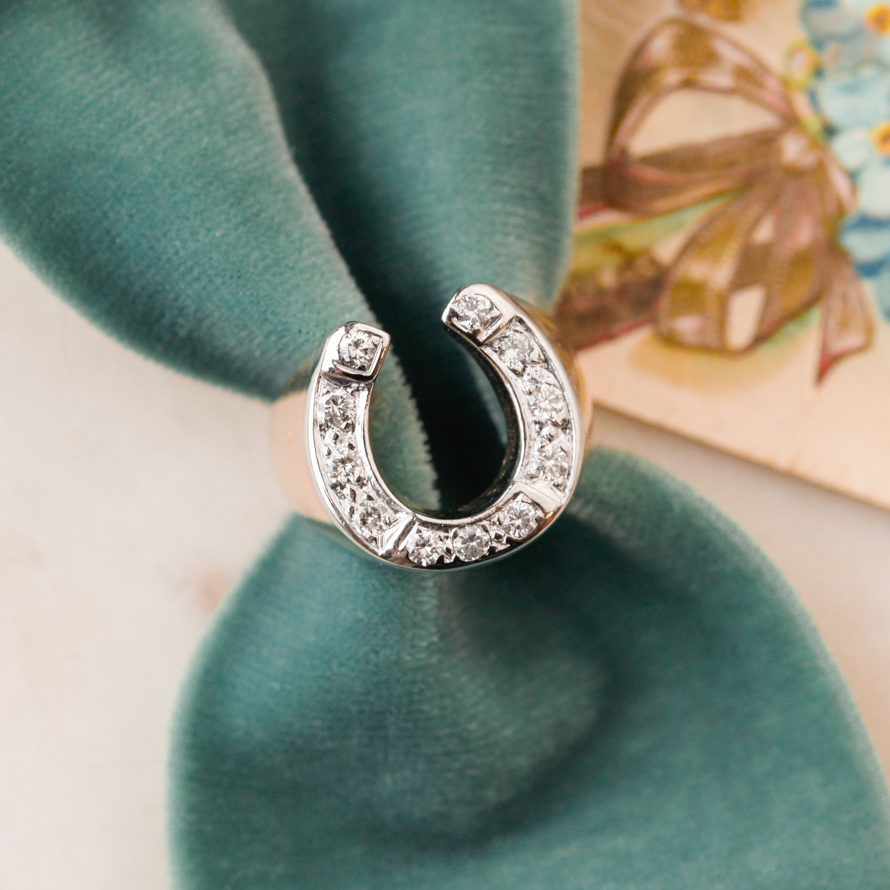 Lucky Diamond + Gold Horseshoe Ring