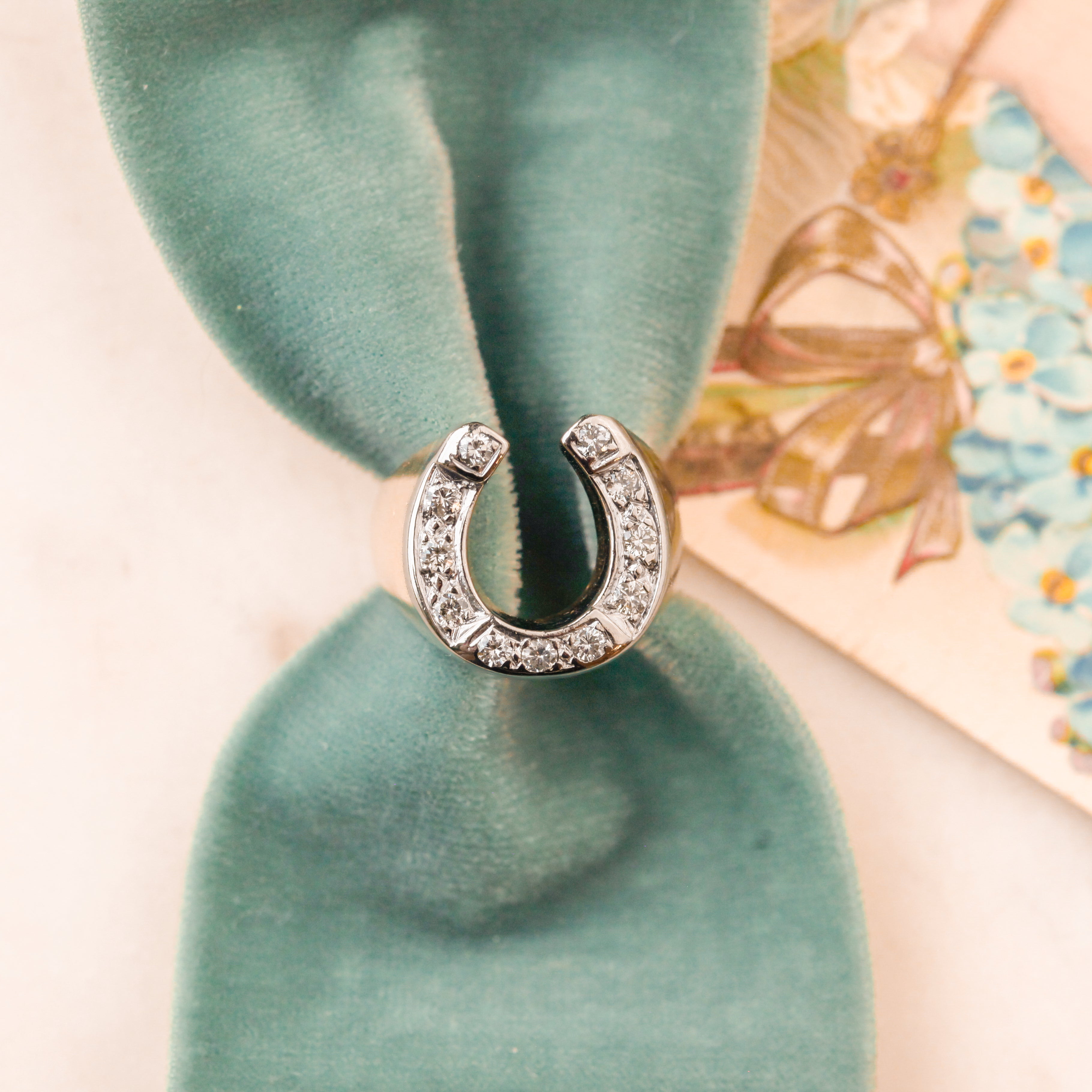 Lucky Diamond + Gold Horseshoe Ring