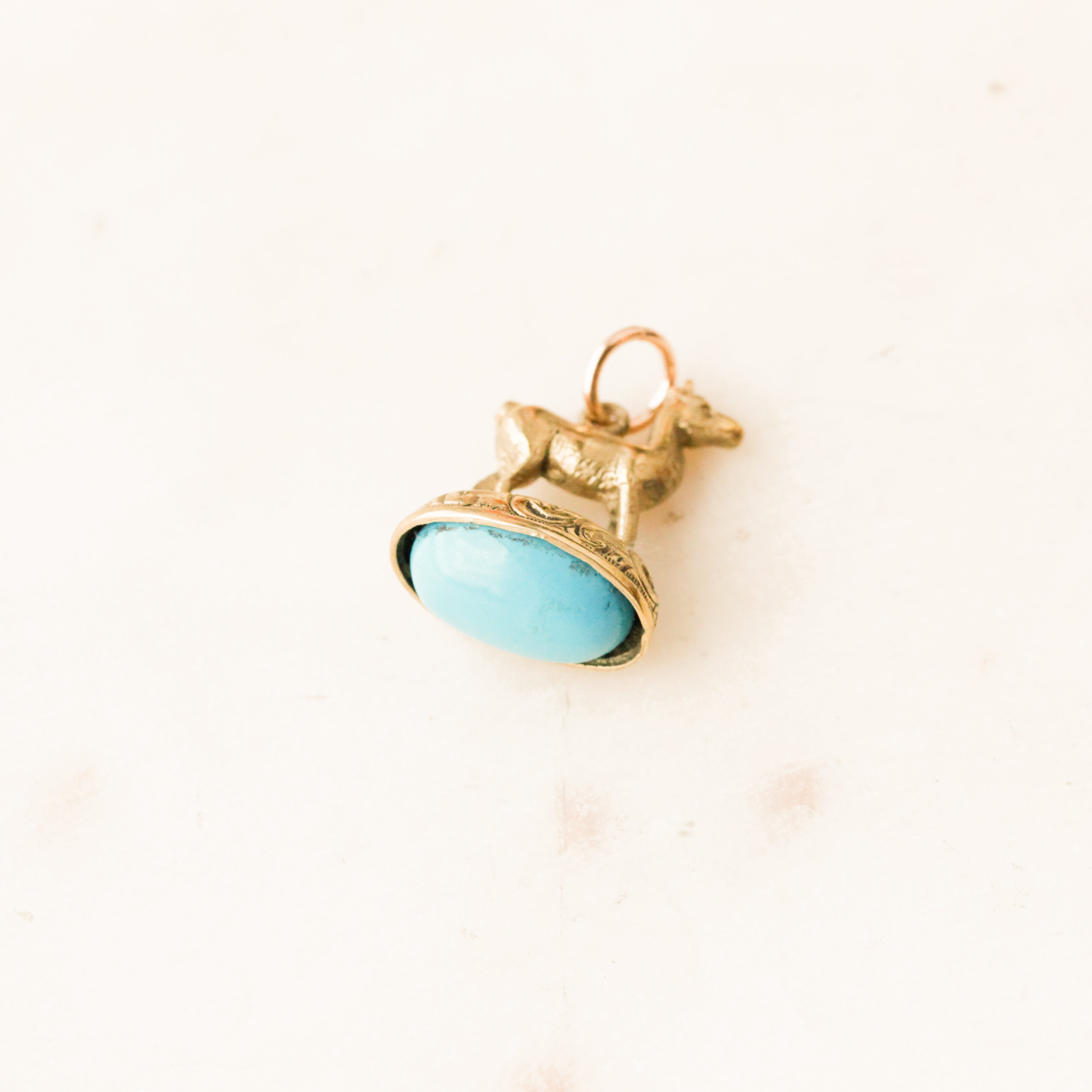 Victorian Deer Turquoise Charm