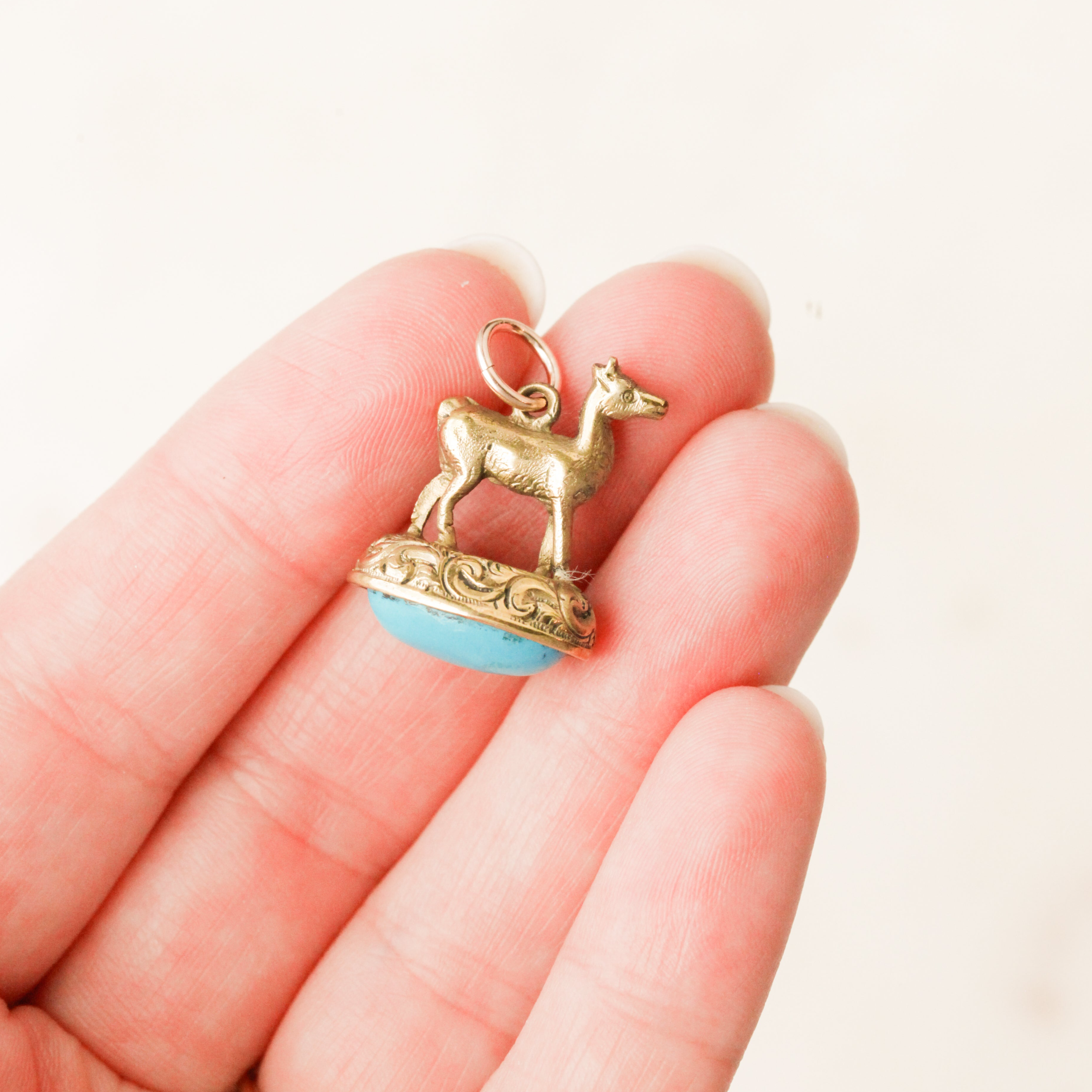Victorian Deer Turquoise Charm