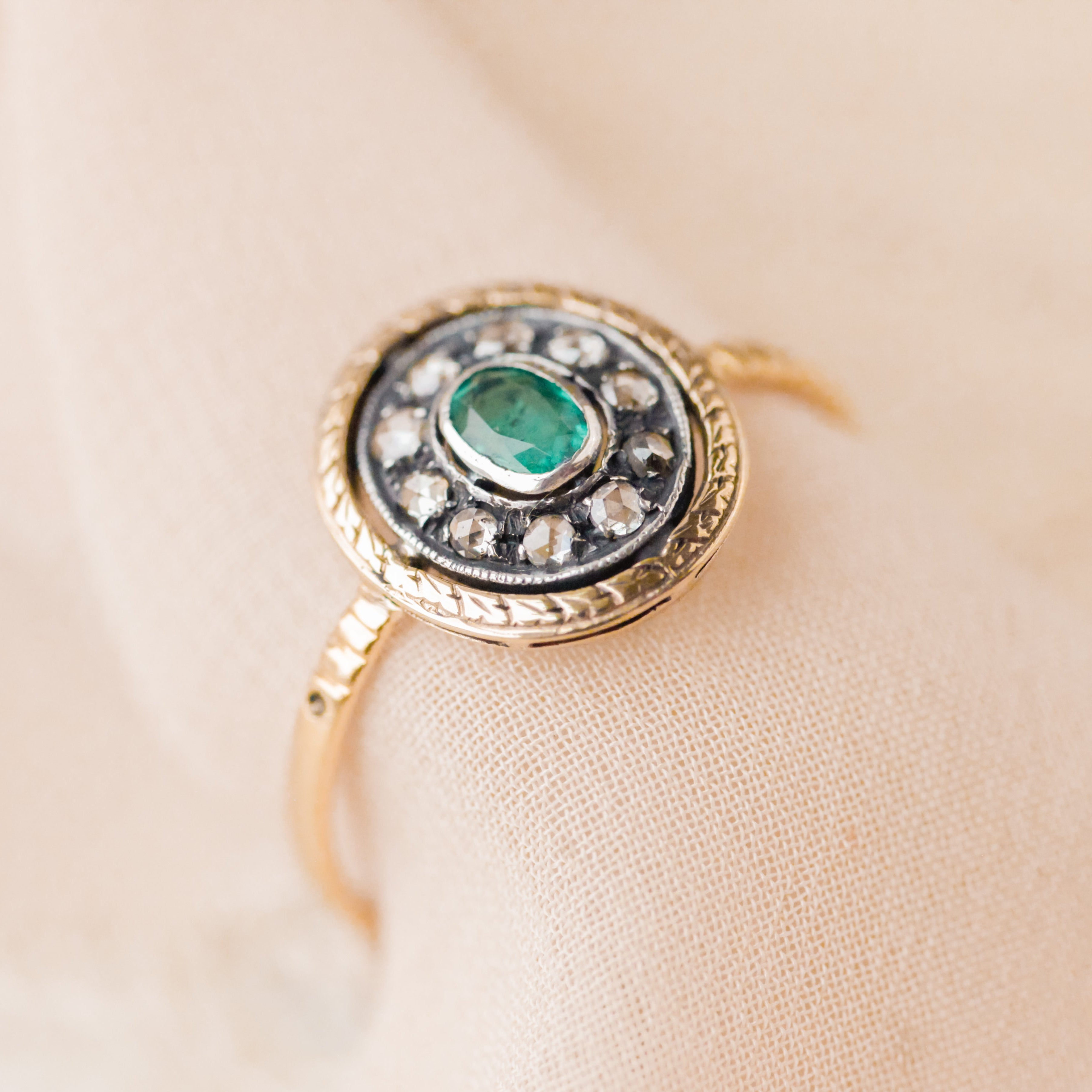 Edwardian Emerald + Diamond Ring