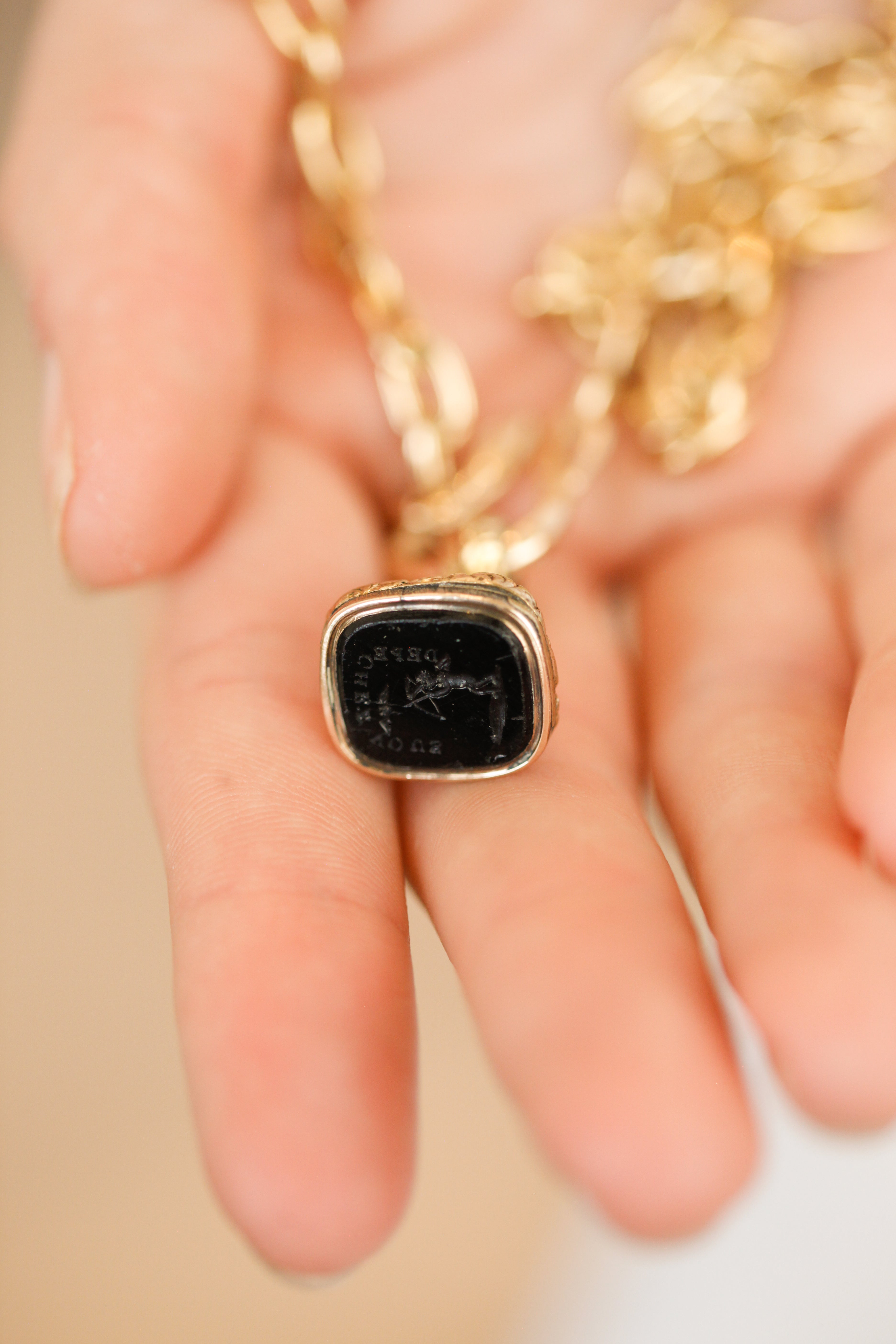 Original "Love, Make Haste" Cupid Intaglio Fob