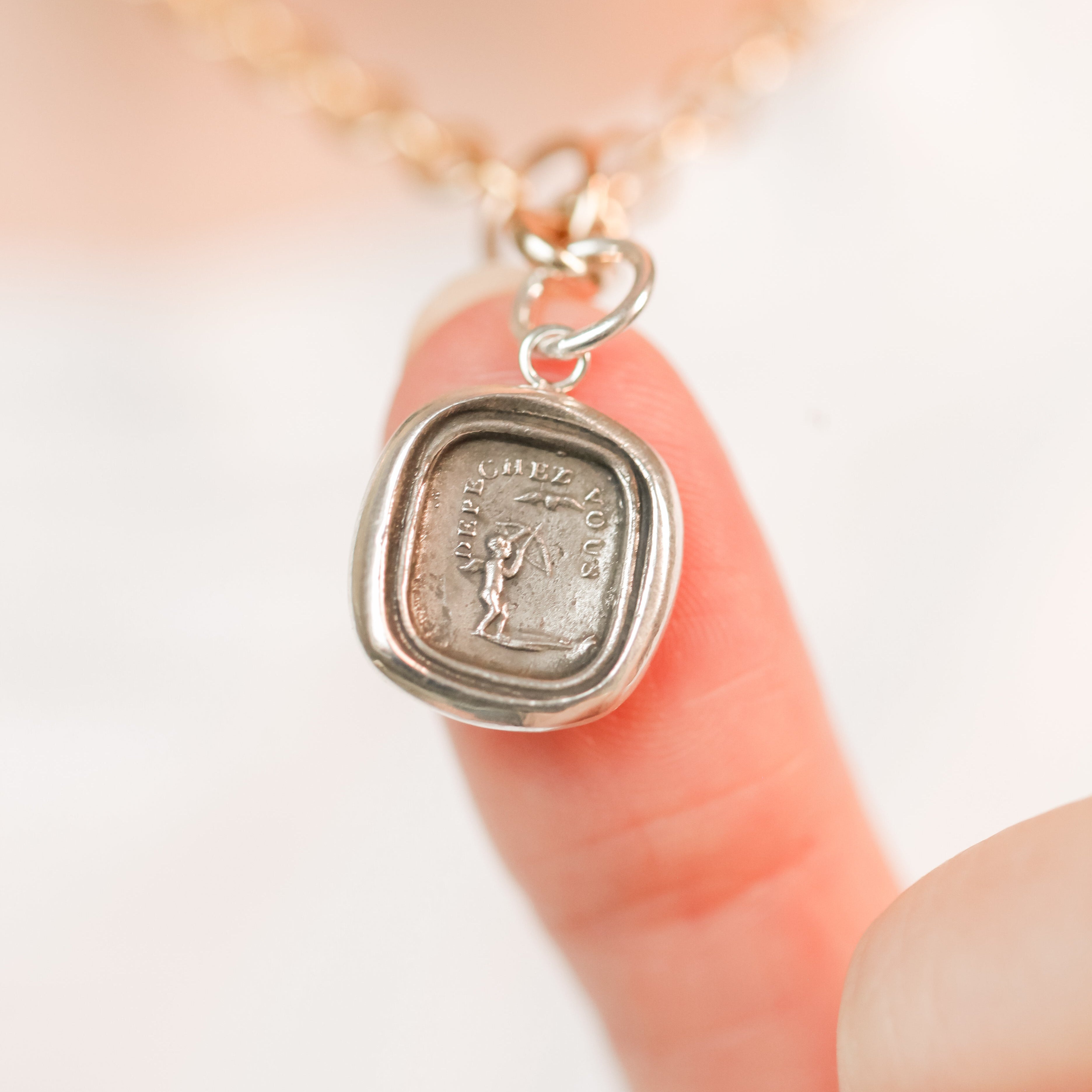 "Love, Make Haste" Cupid Silver Charm