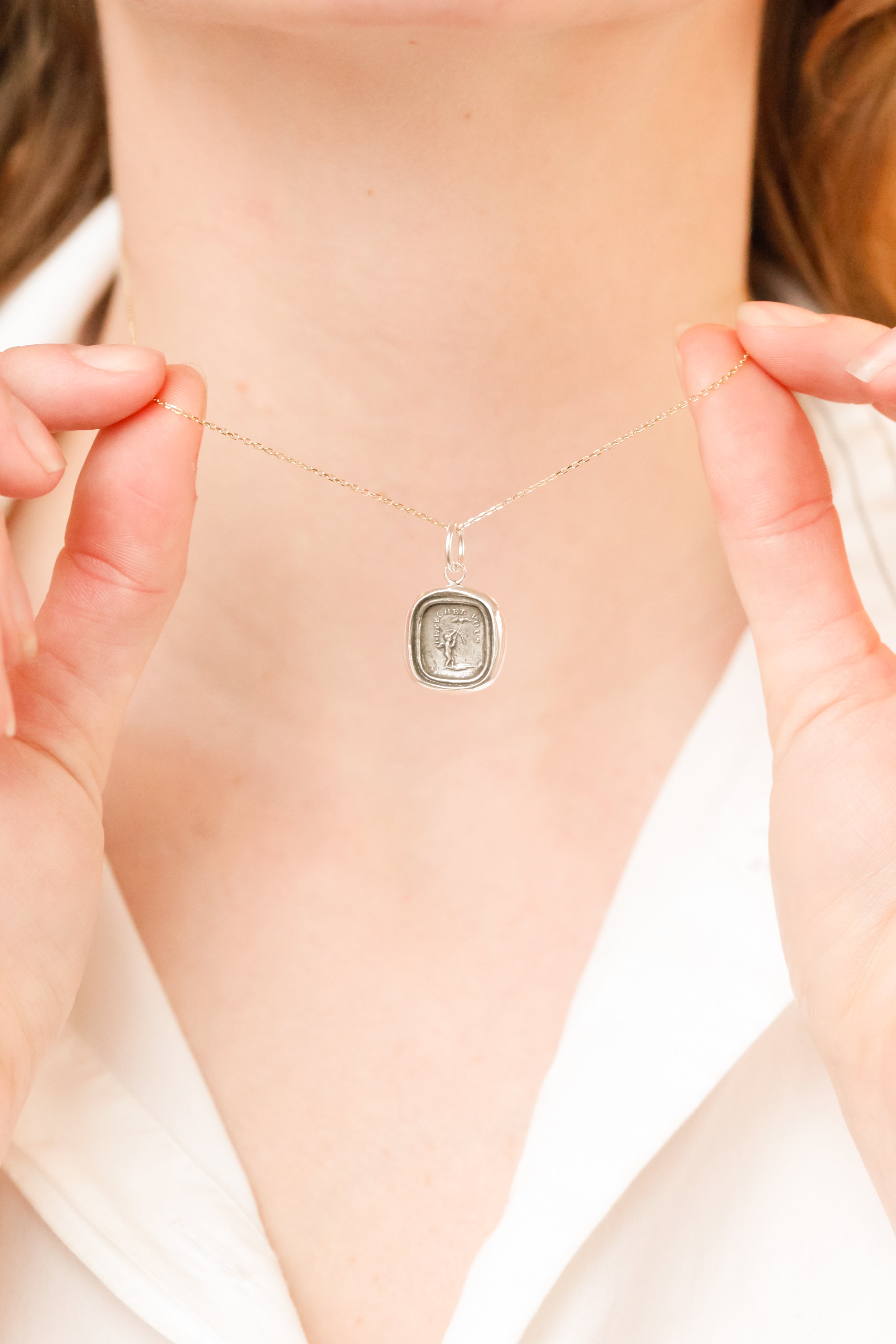 "Love, Make Haste" Cupid Silver Charm