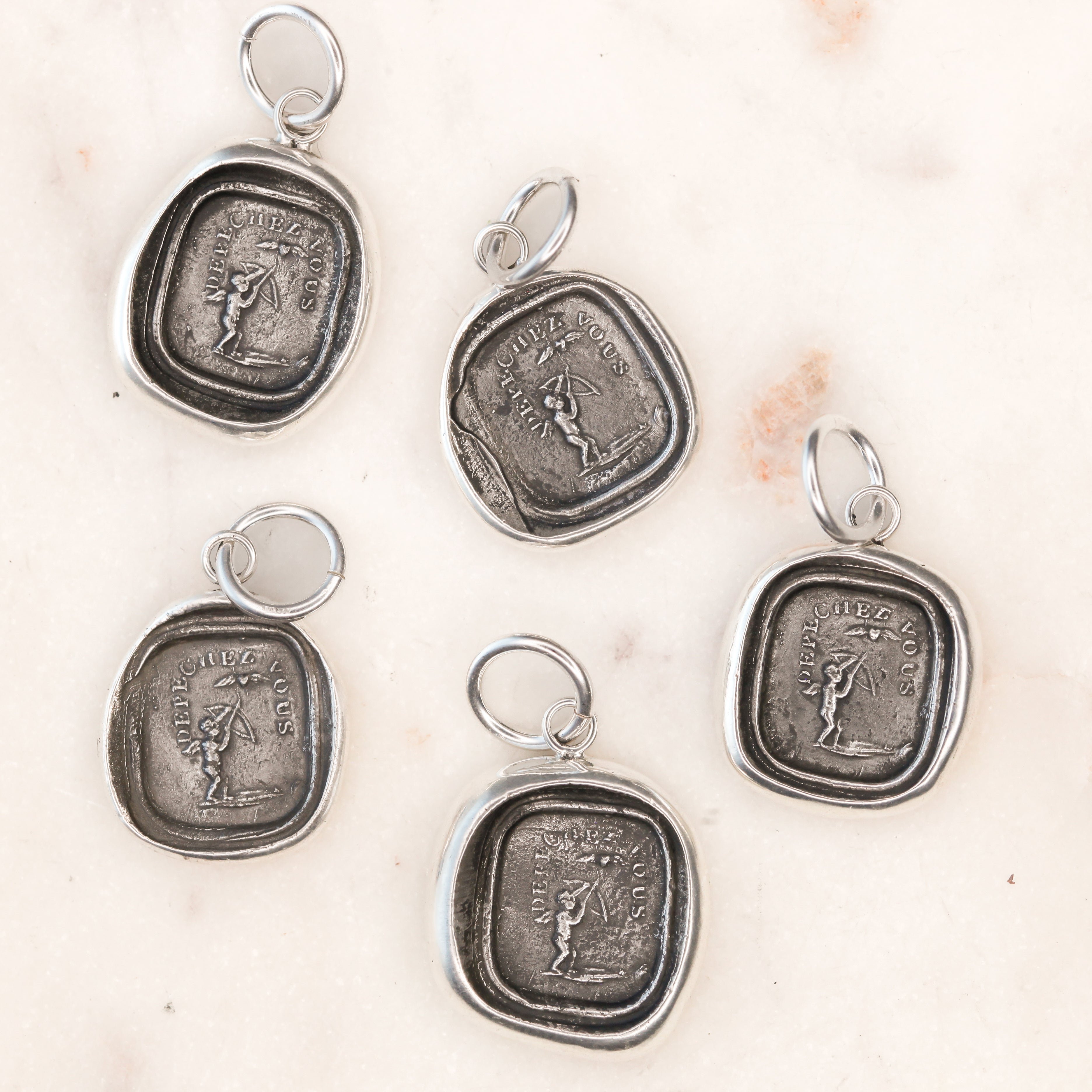 "Love, Make Haste" Cupid Silver Charm