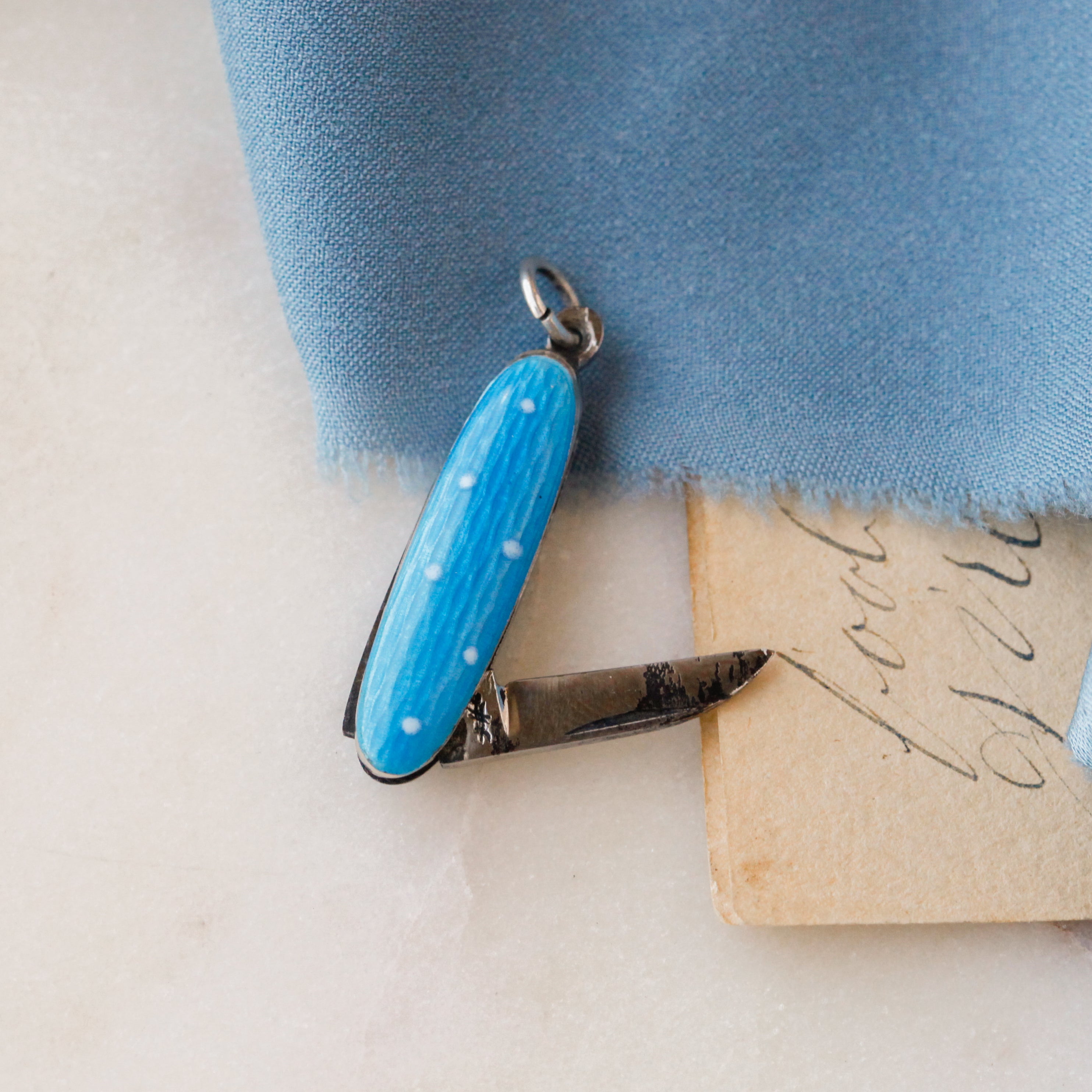 Guilloché Enamel Switchblade Charm