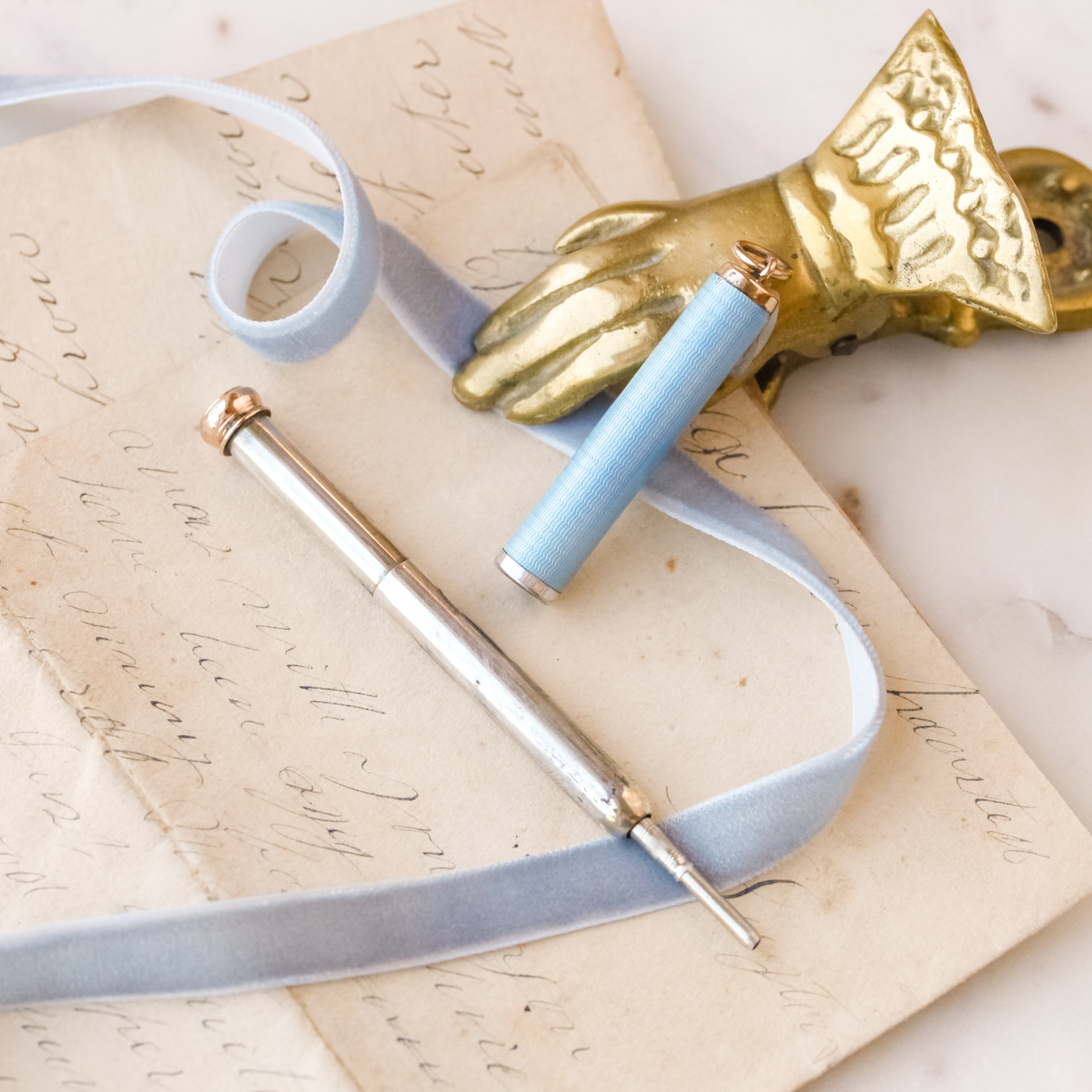 Edwardian Enameled Hidden Pencil