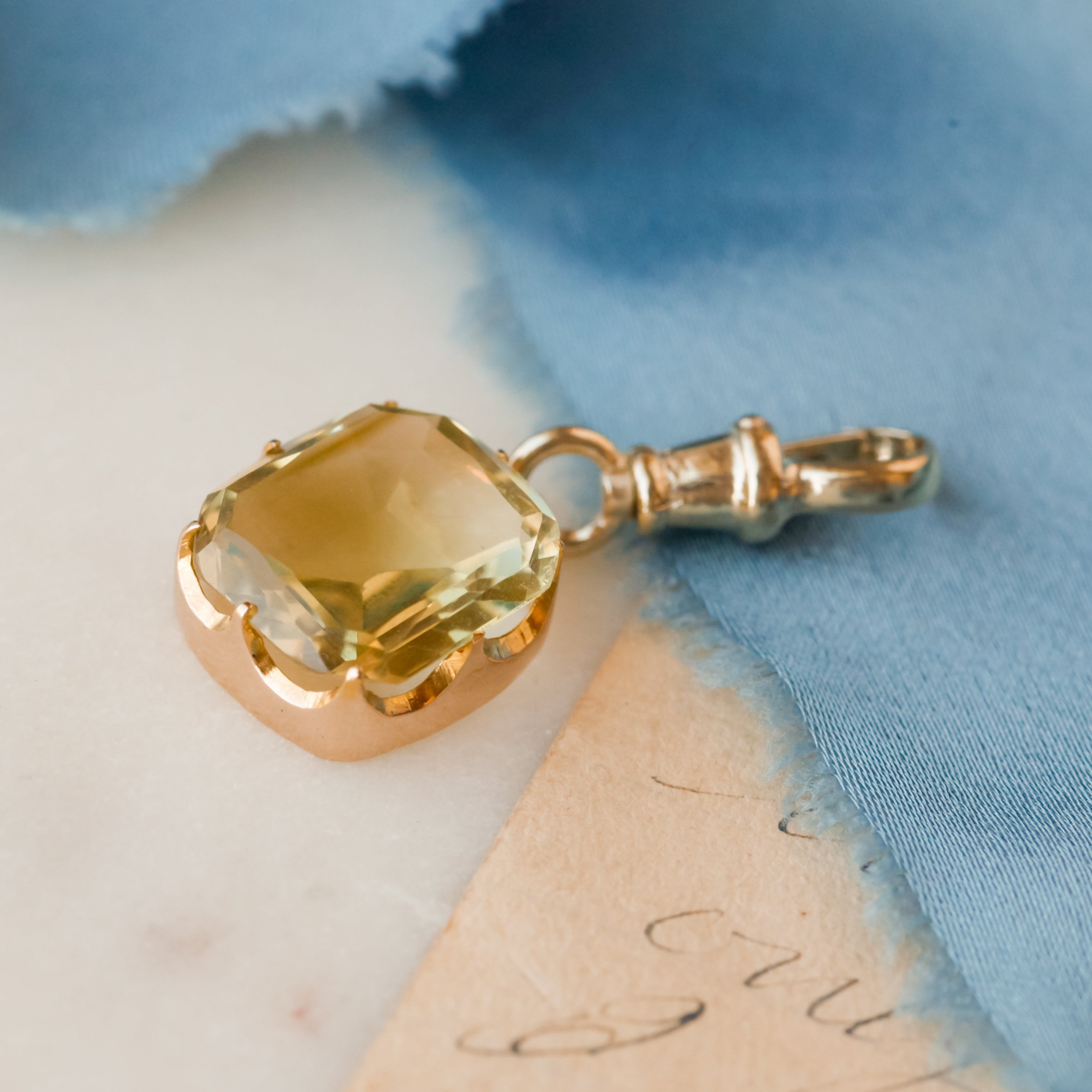 Georgian Old Cut Citrine Pendant