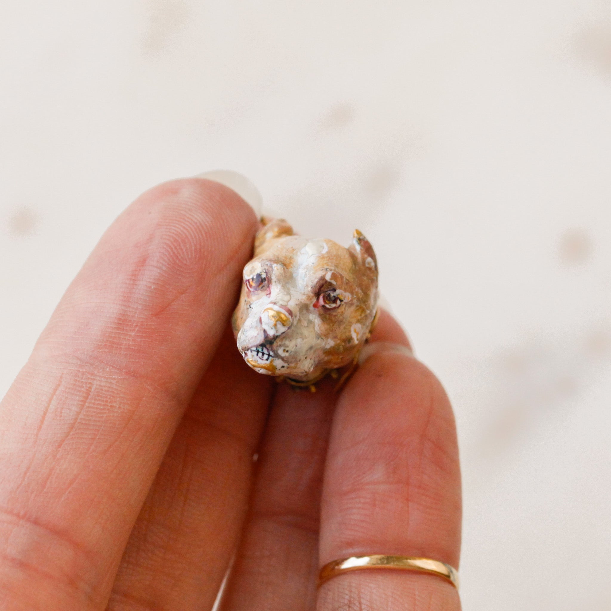 Georgian Enameled Bully Dog Pendant