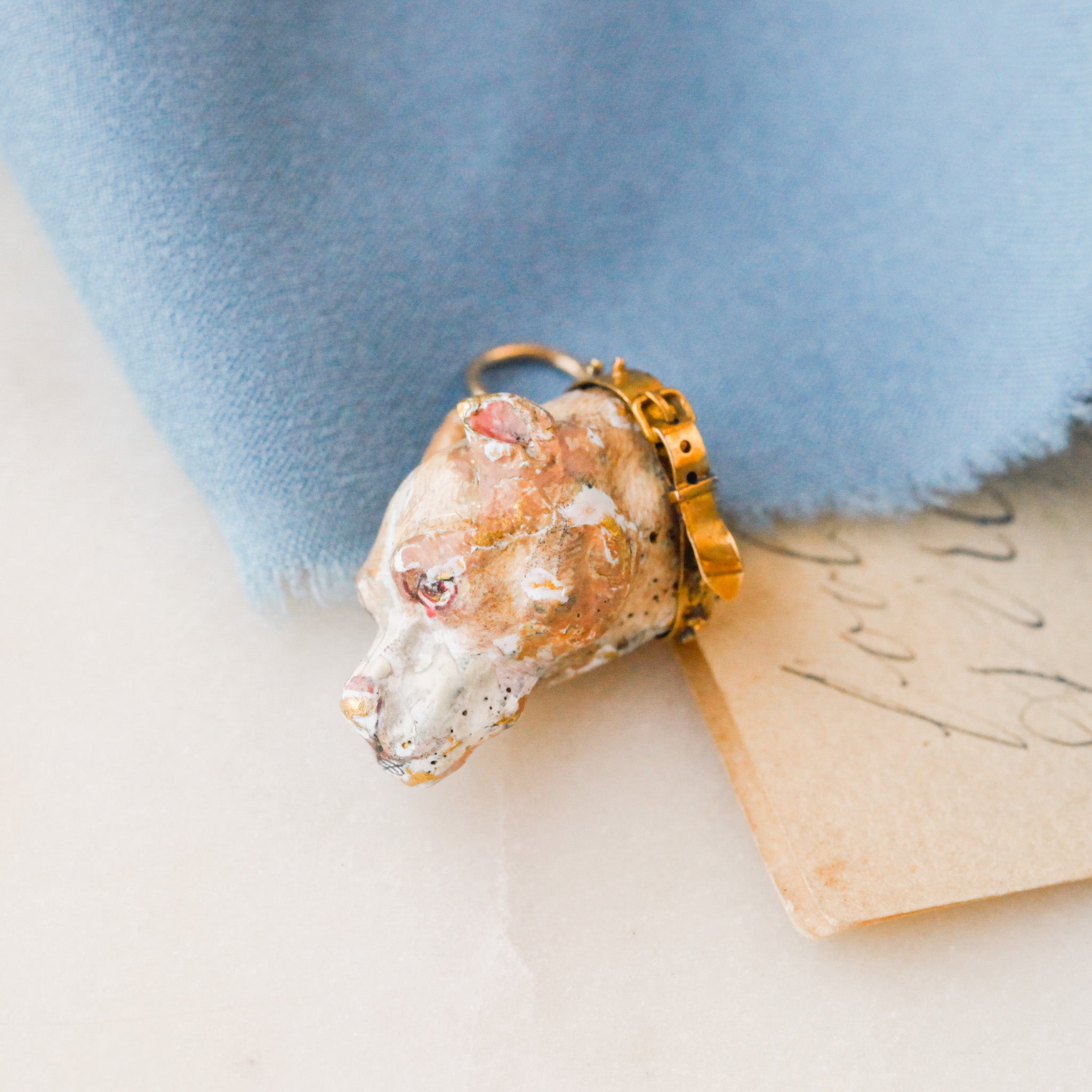 Georgian Enameled Bully Dog Pendant