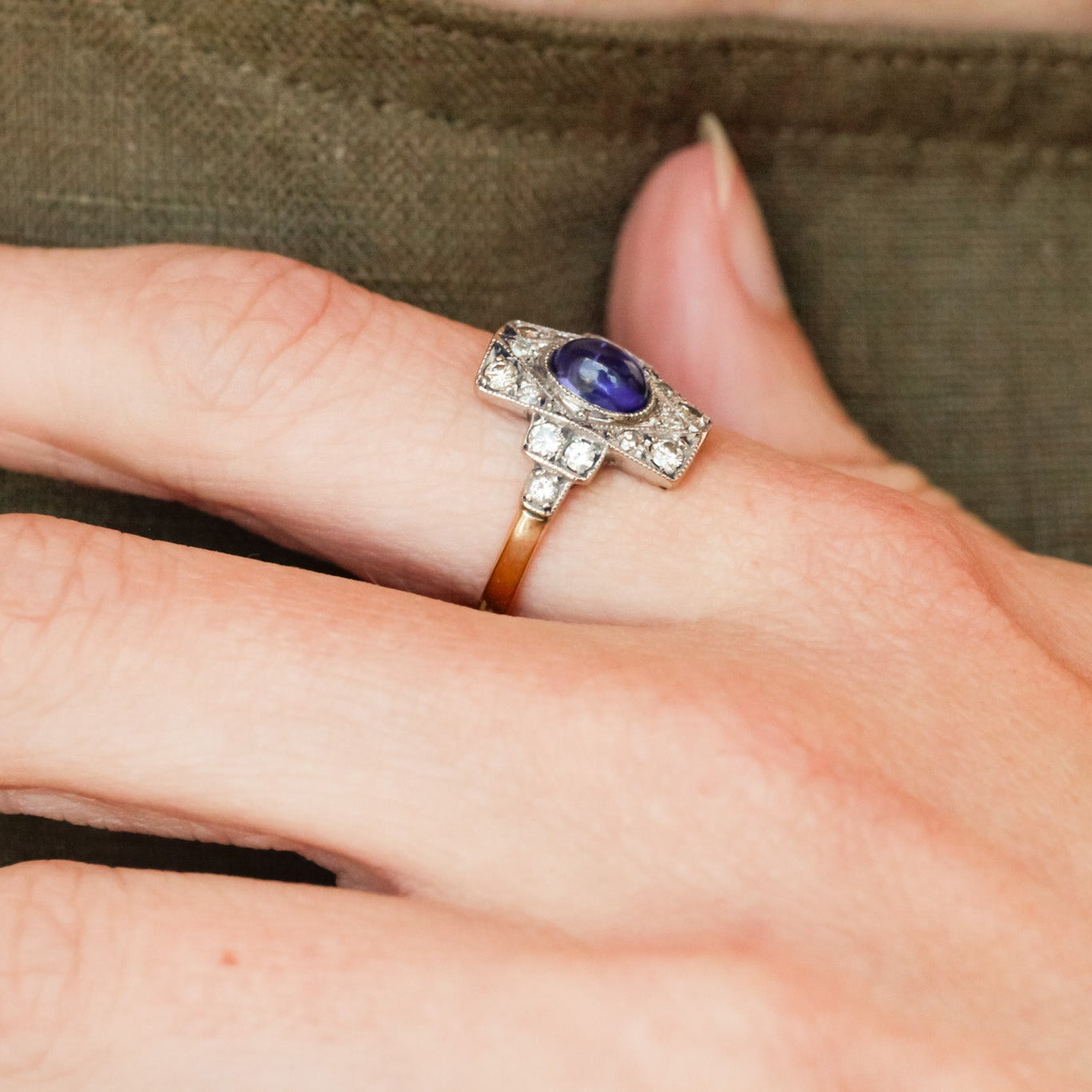 Edwardian Sapphire and Diamond Ring