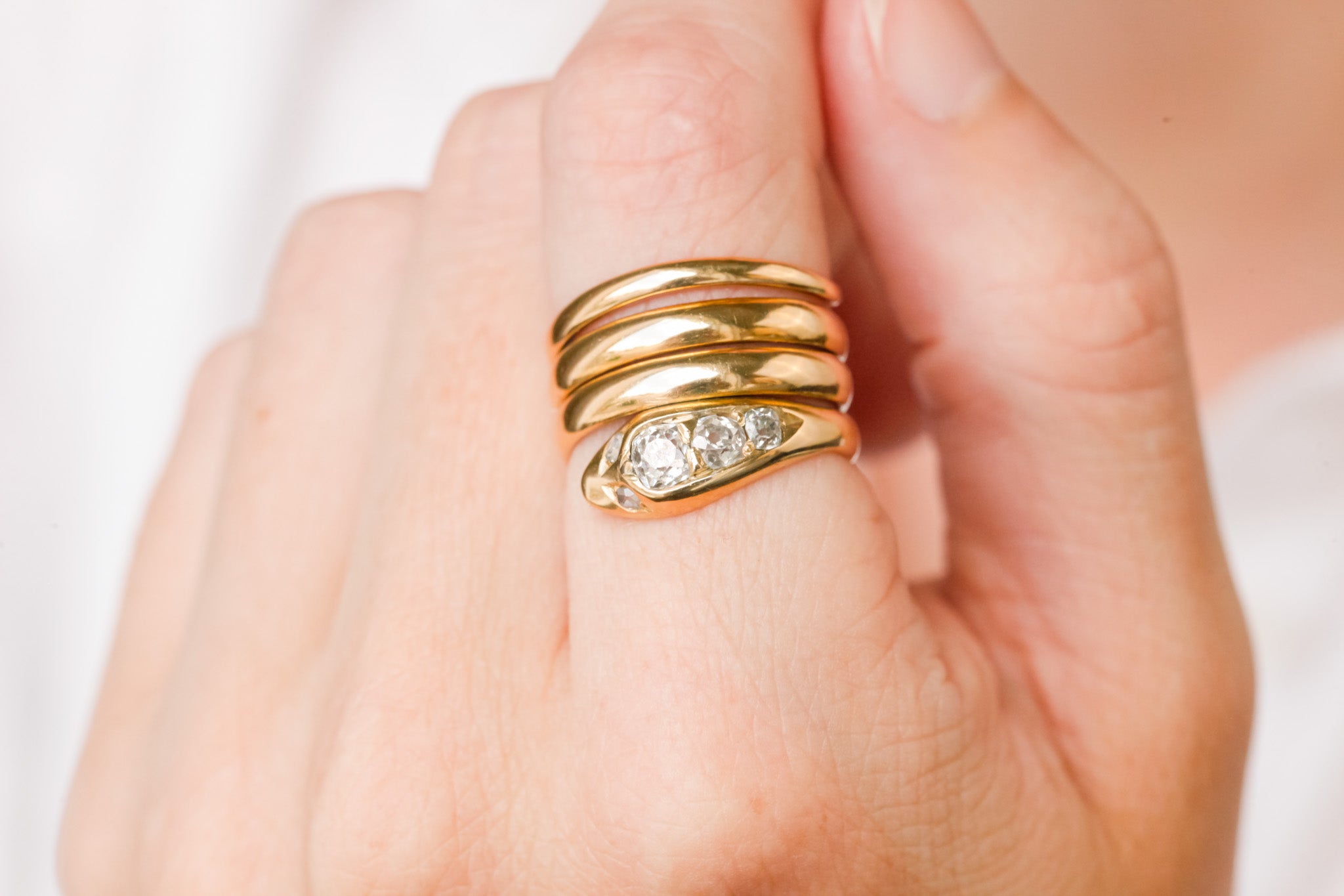 Old Cut Diamond Serpent Ring