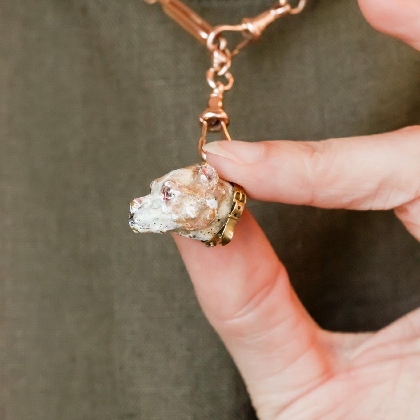 Georgian Enameled Bully Dog Pendant