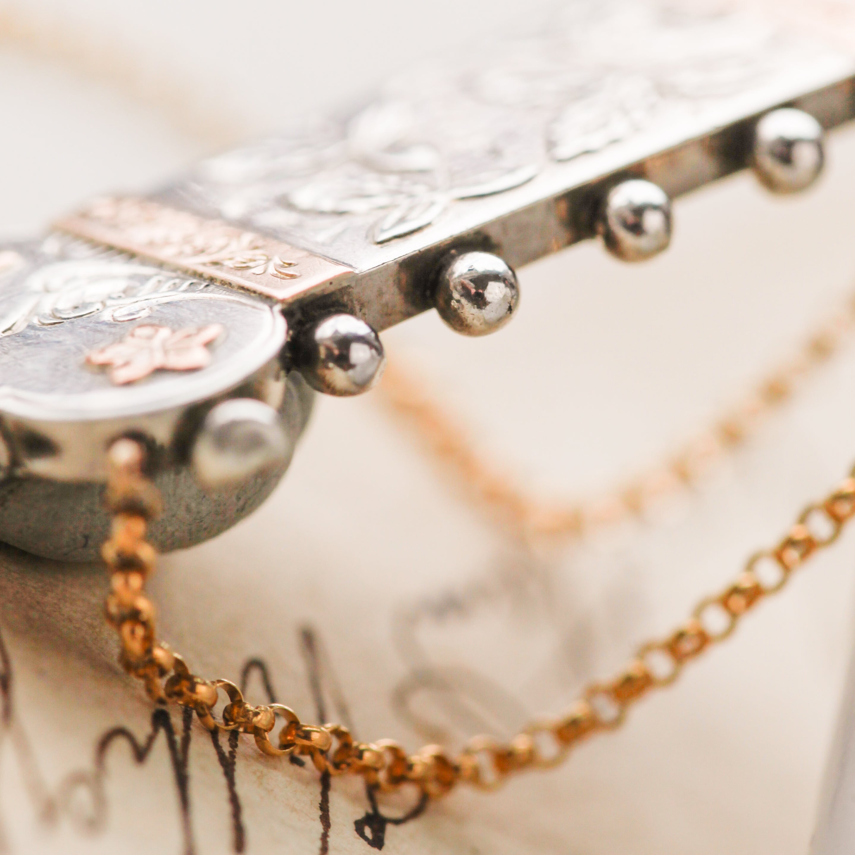 Silver Etruscan Bar Pin Necklace