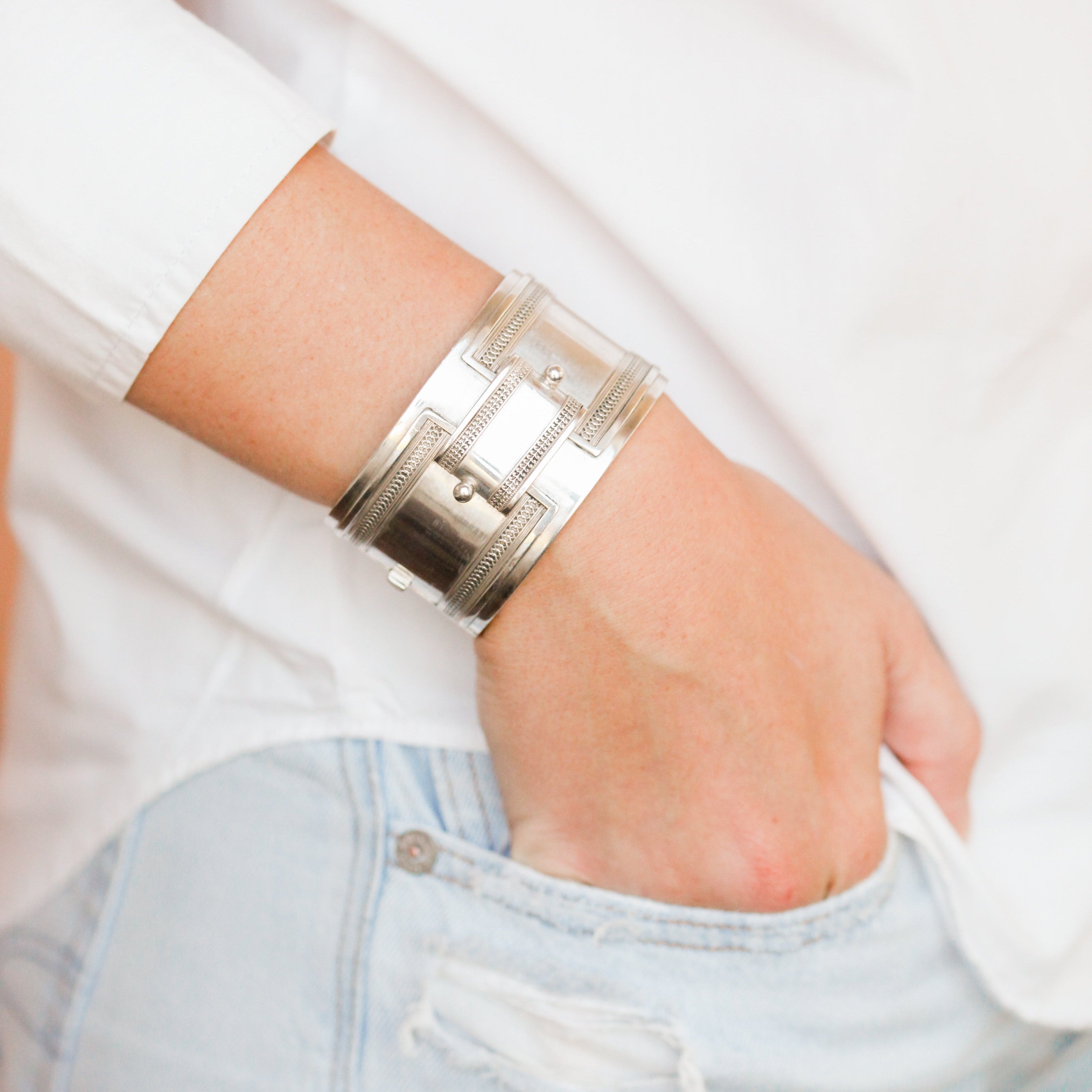 Essie Silver Buckle Bangle