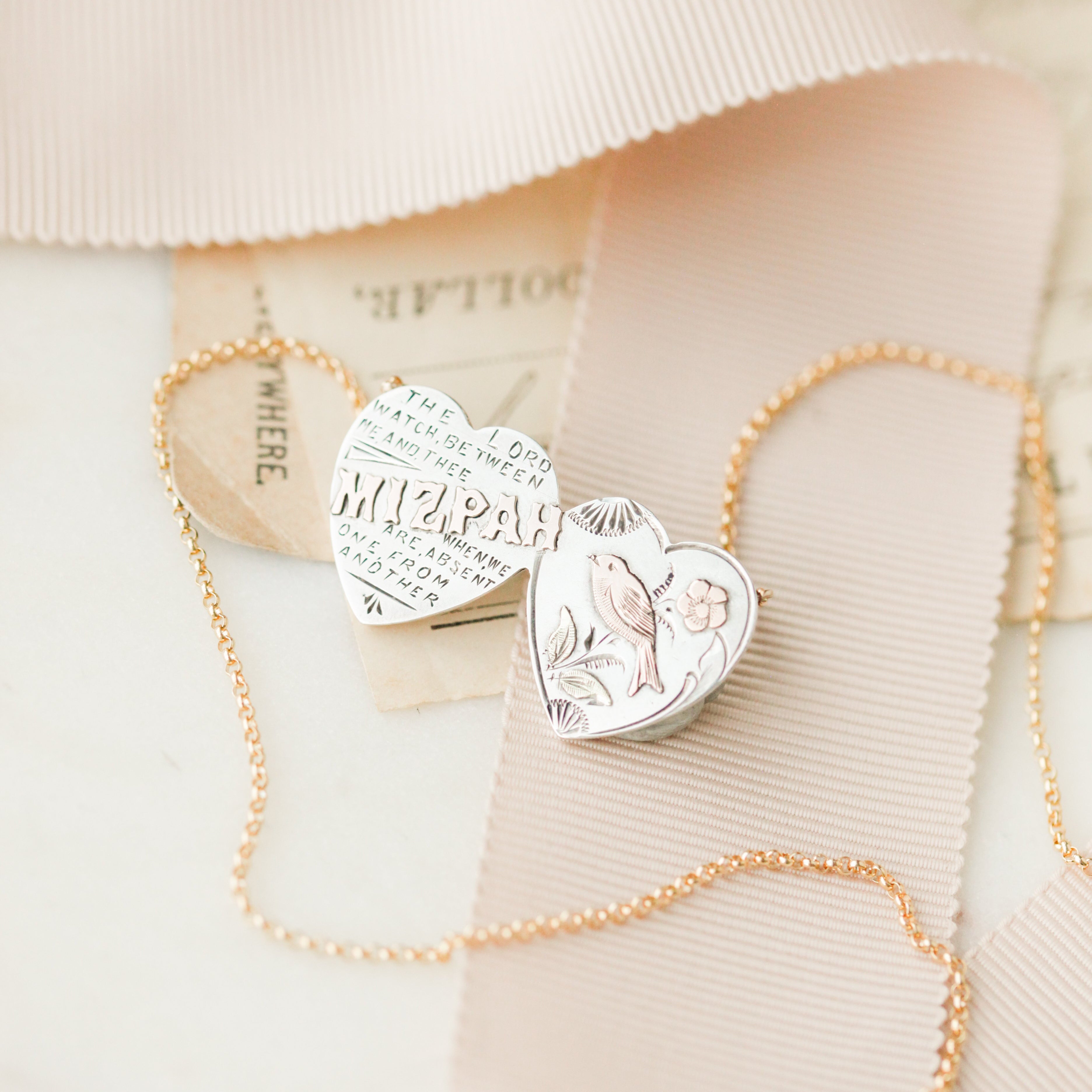 Lover's "Mizpah" Heart Necklace