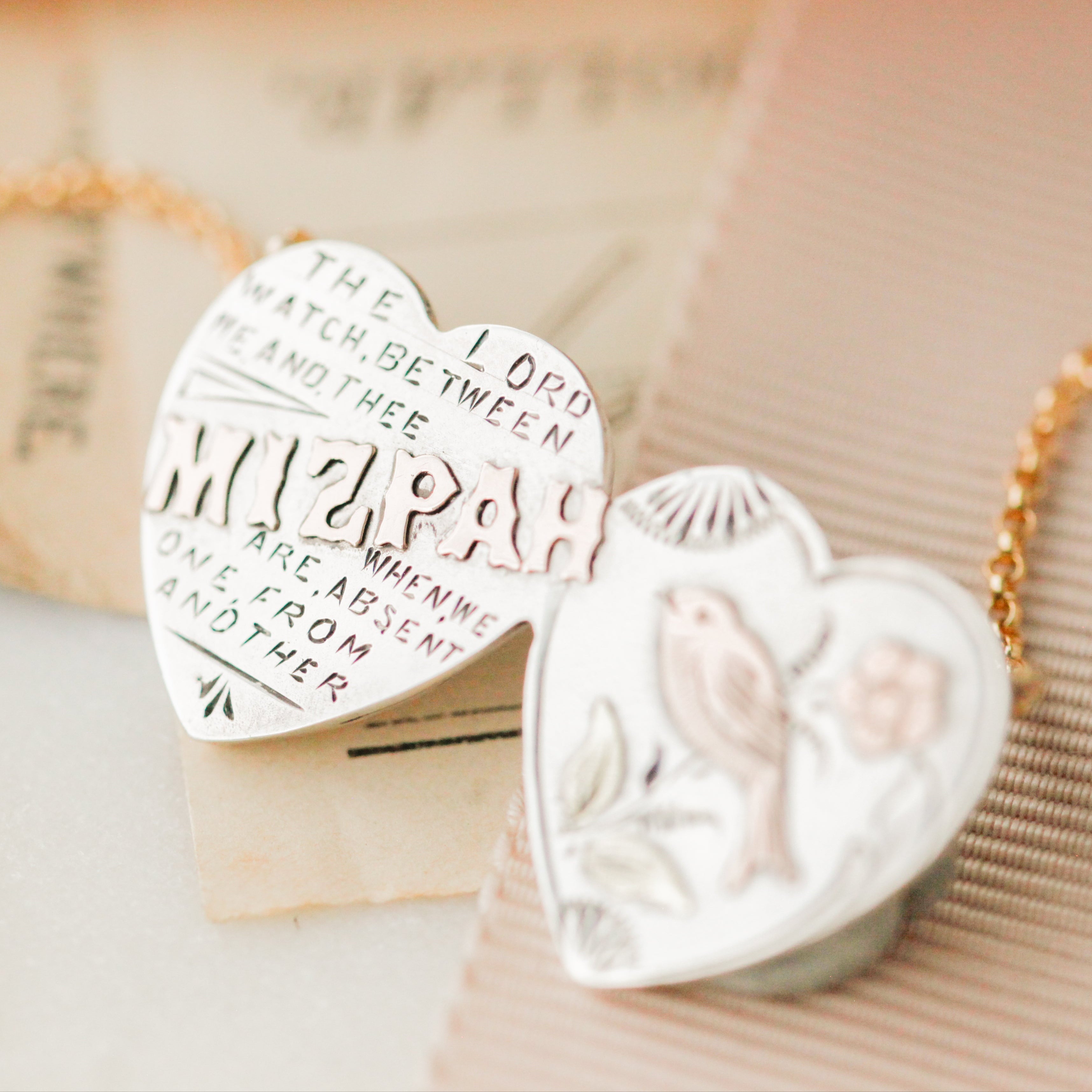 Lover's "Mizpah" Heart Necklace