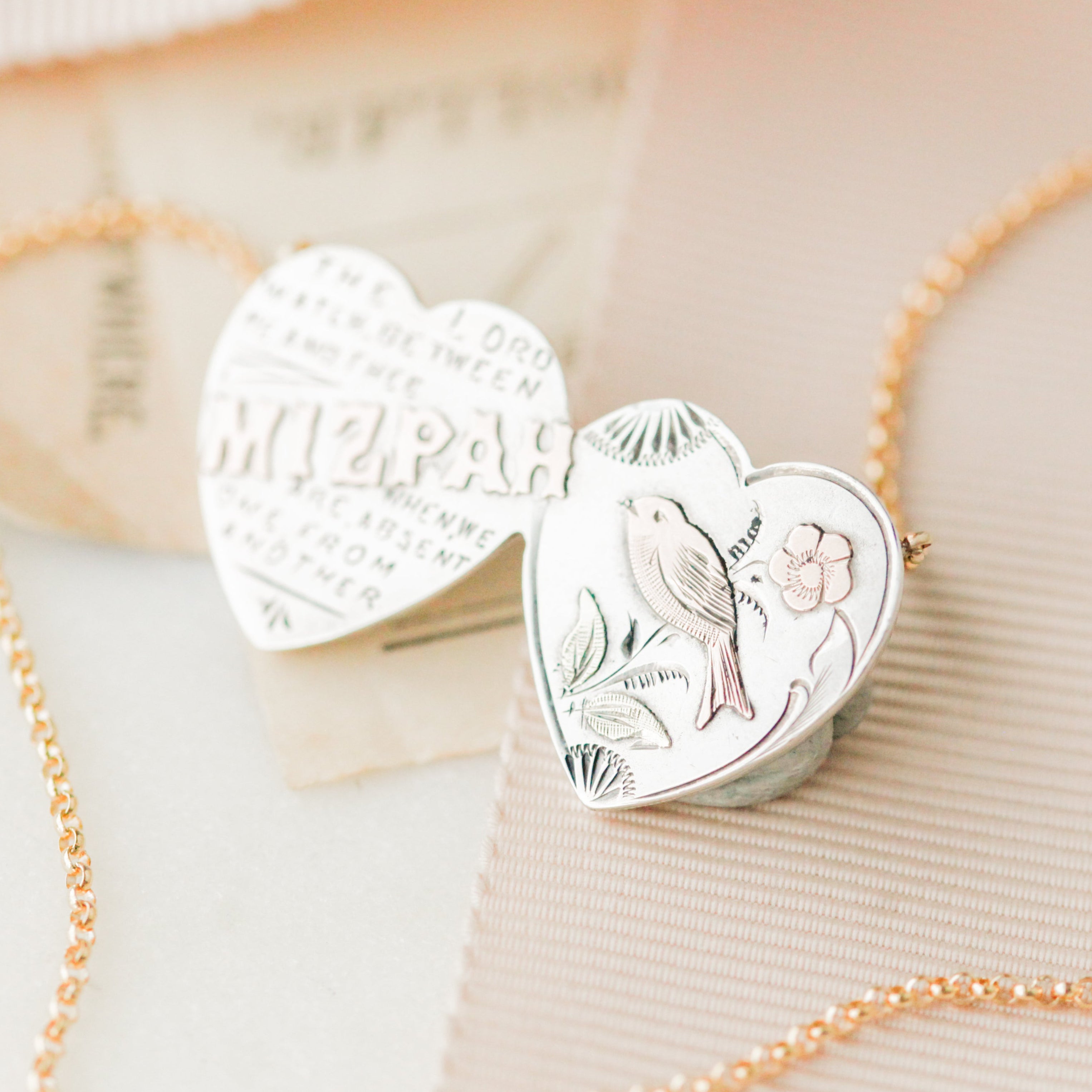 Lover's "Mizpah" Heart Necklace