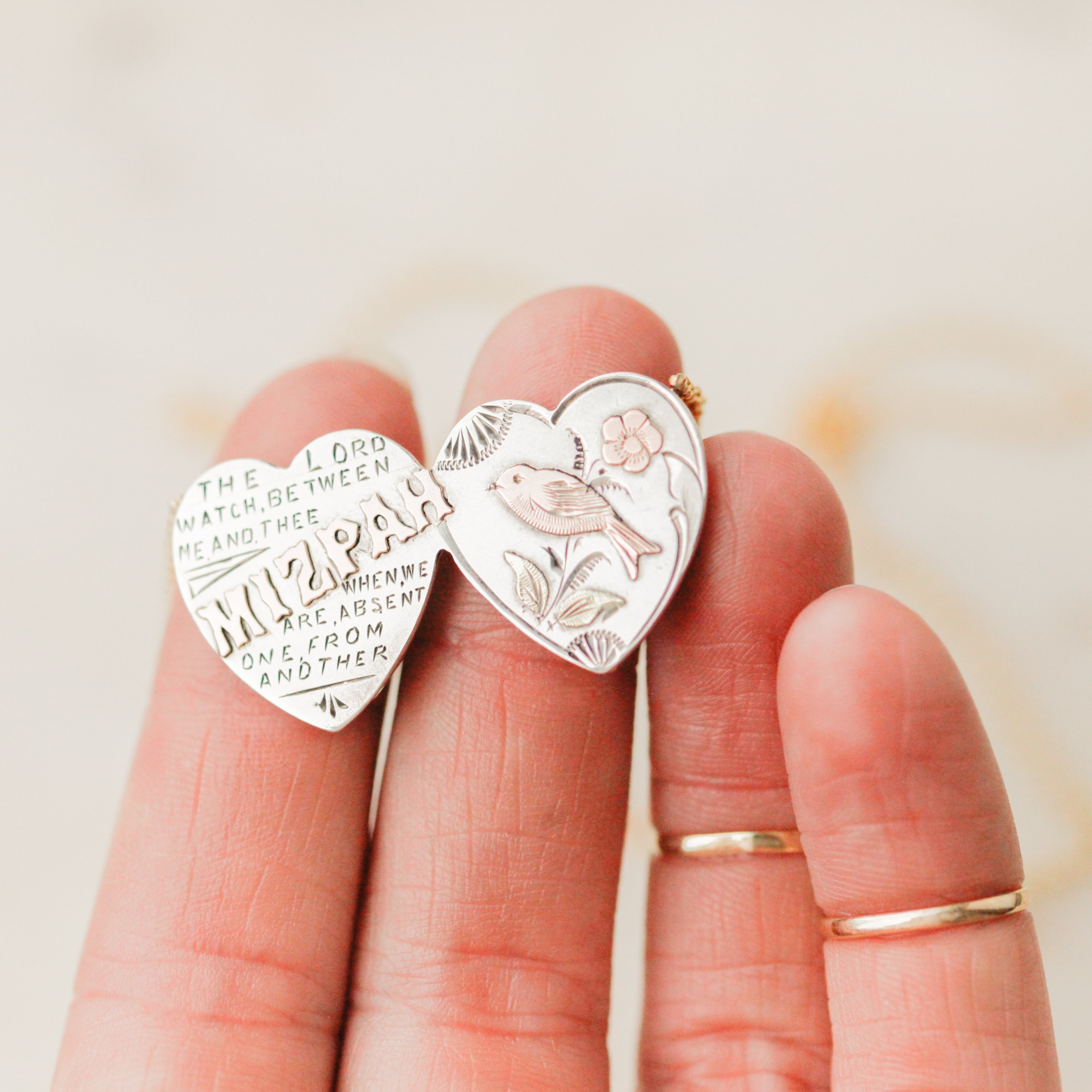 Lover's "Mizpah" Heart Necklace
