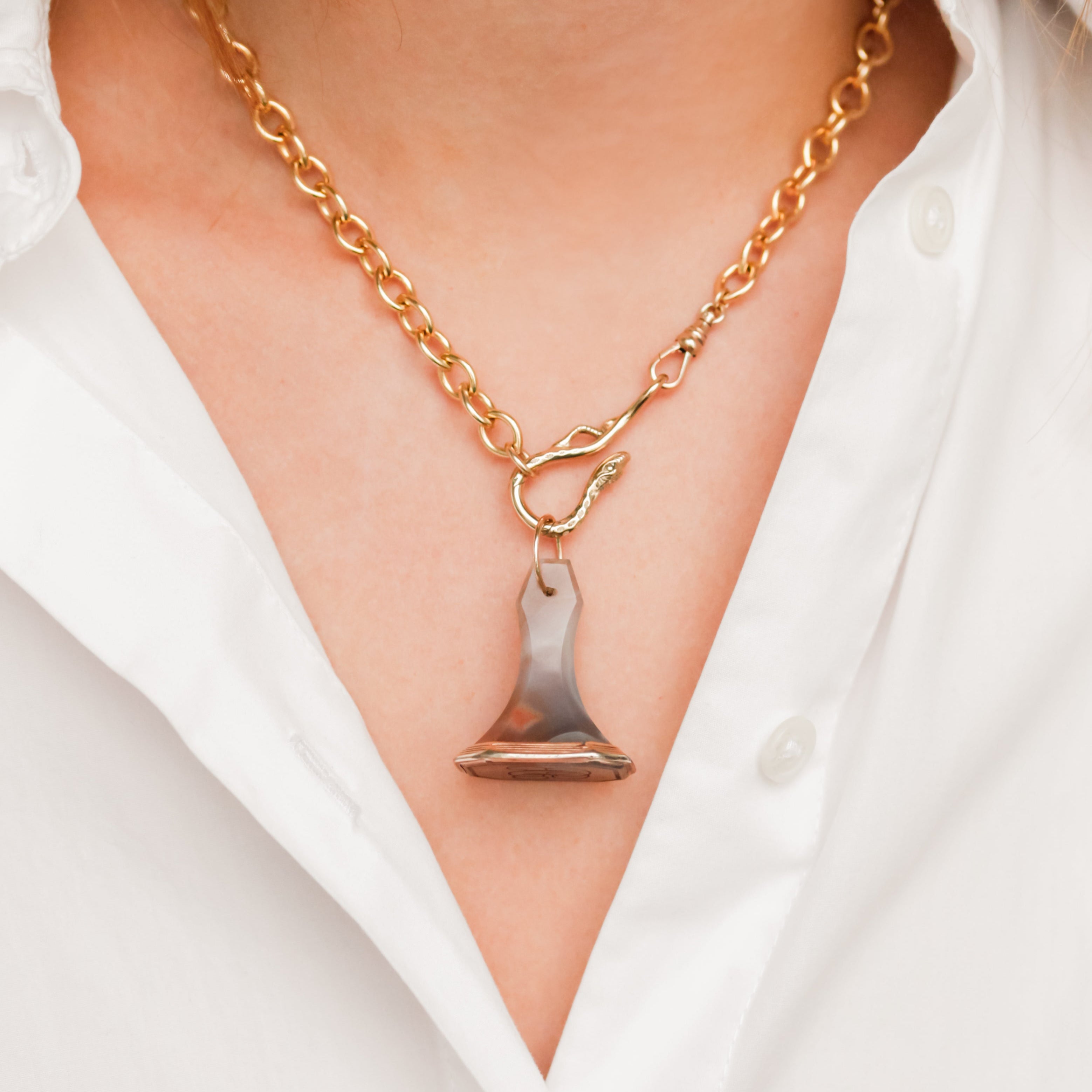 Large Agate "BP" Fob