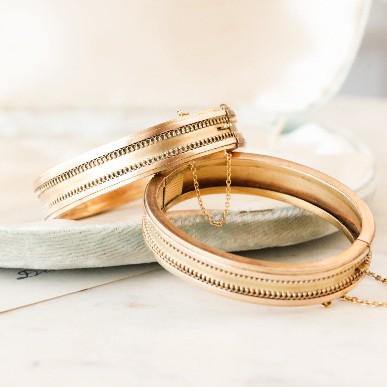 Matching Etruscan Engagement Bracelets