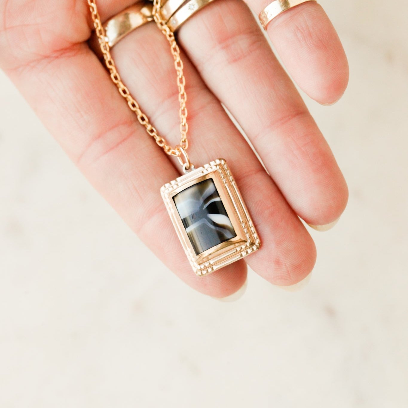 Forrest Banded Agate Pendant