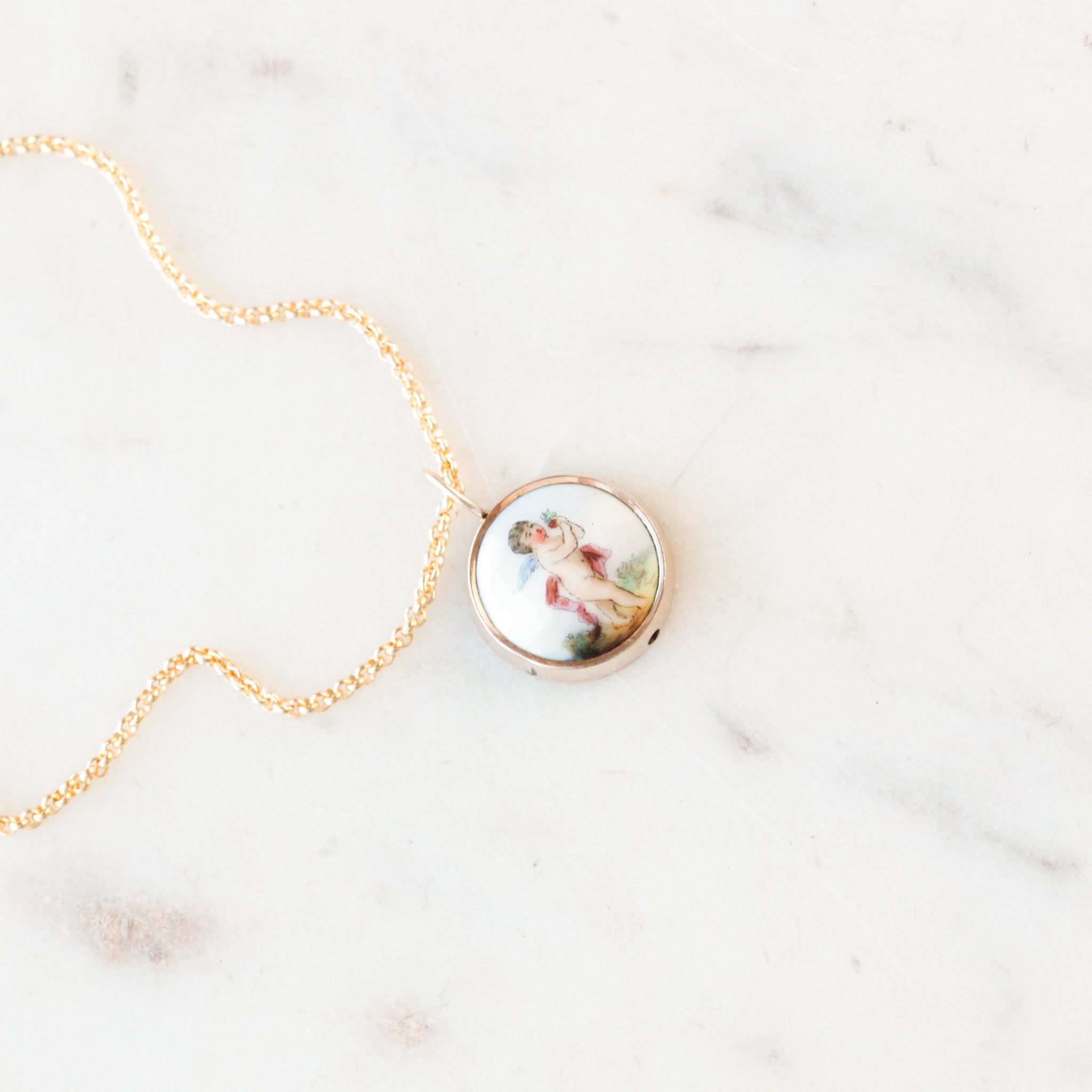 Enameled Cherub Pendant