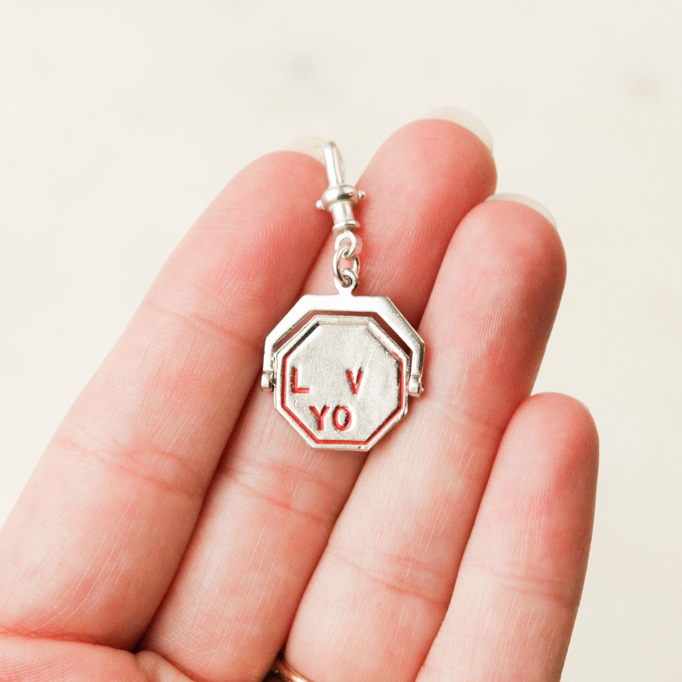 "I LOVE YOU" Enameled Spinner Charm