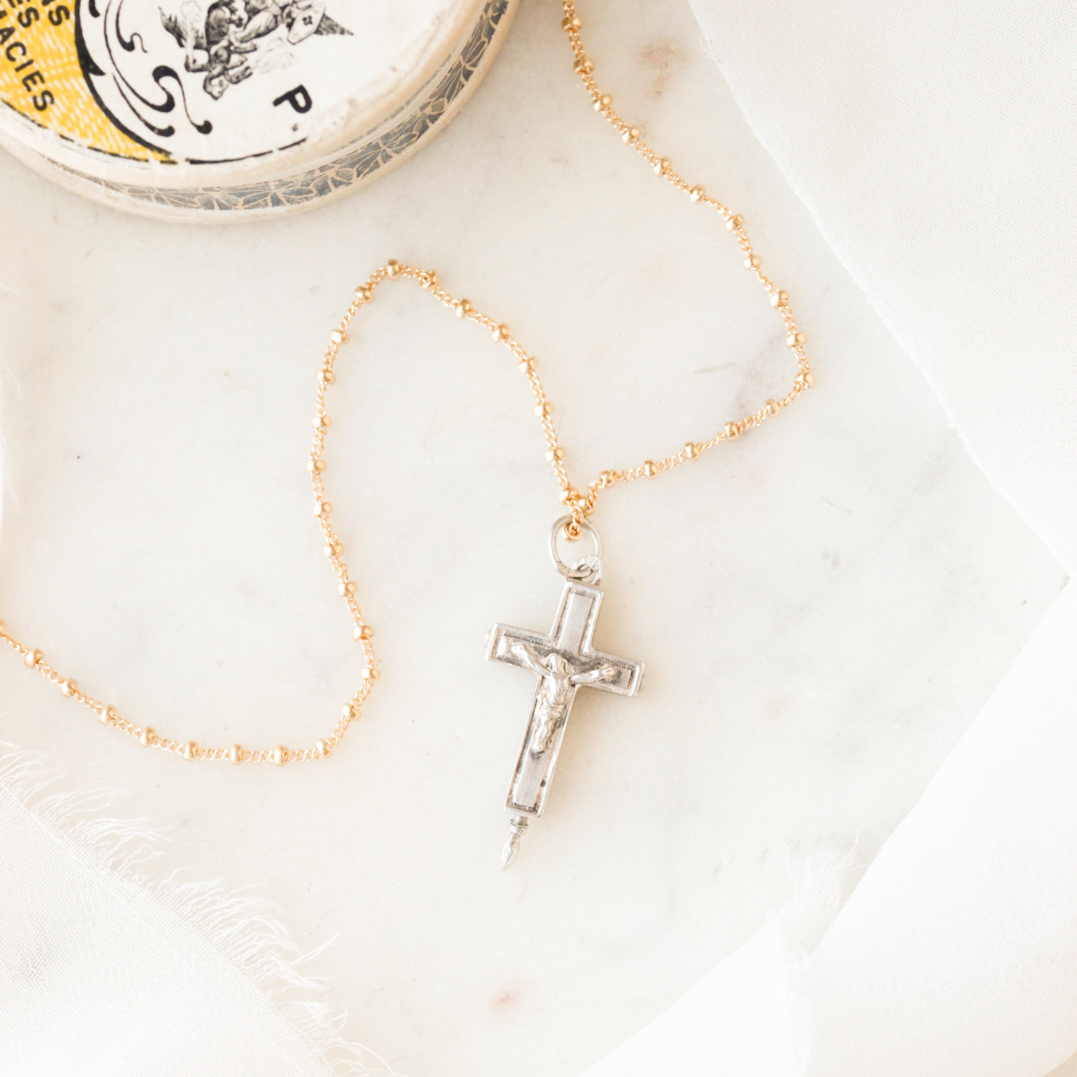 Antique Hidden Compartment Cross Pendant