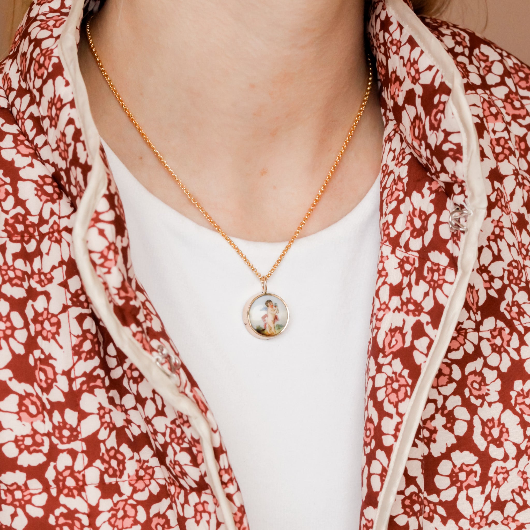 Enameled Cherub Pendant