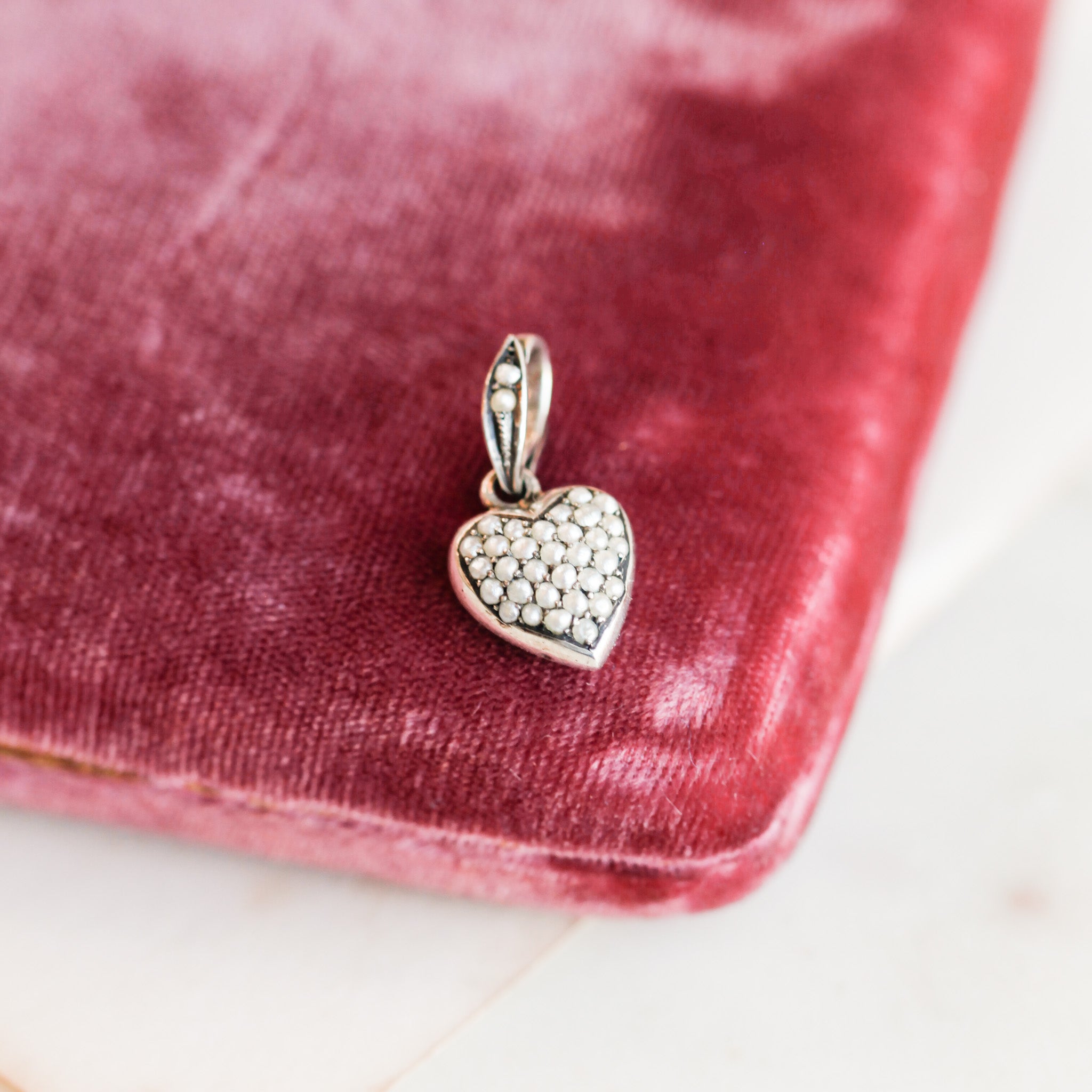 Lottie Seed Pearl Heart Pendant