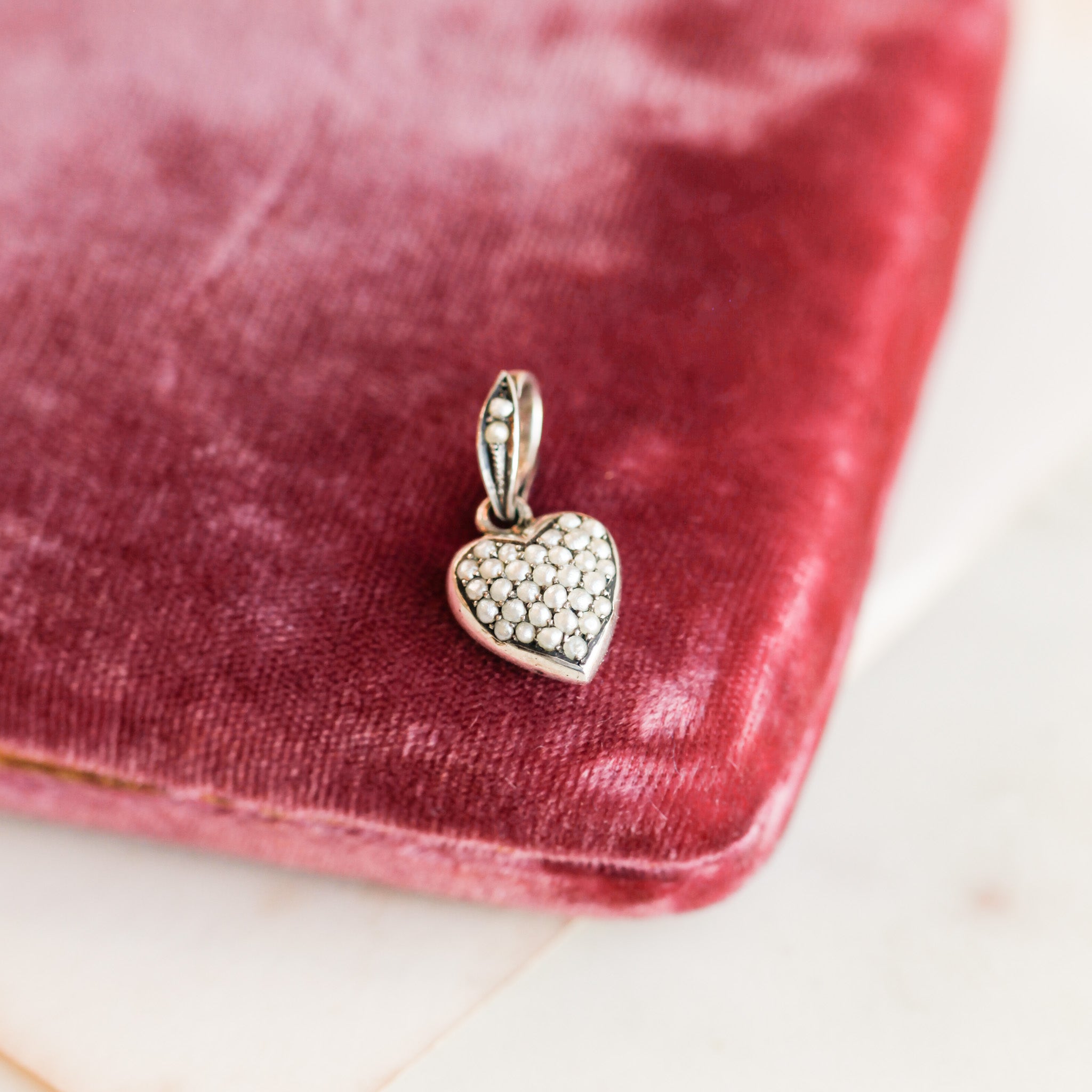 Lottie Seed Pearl Heart Pendant