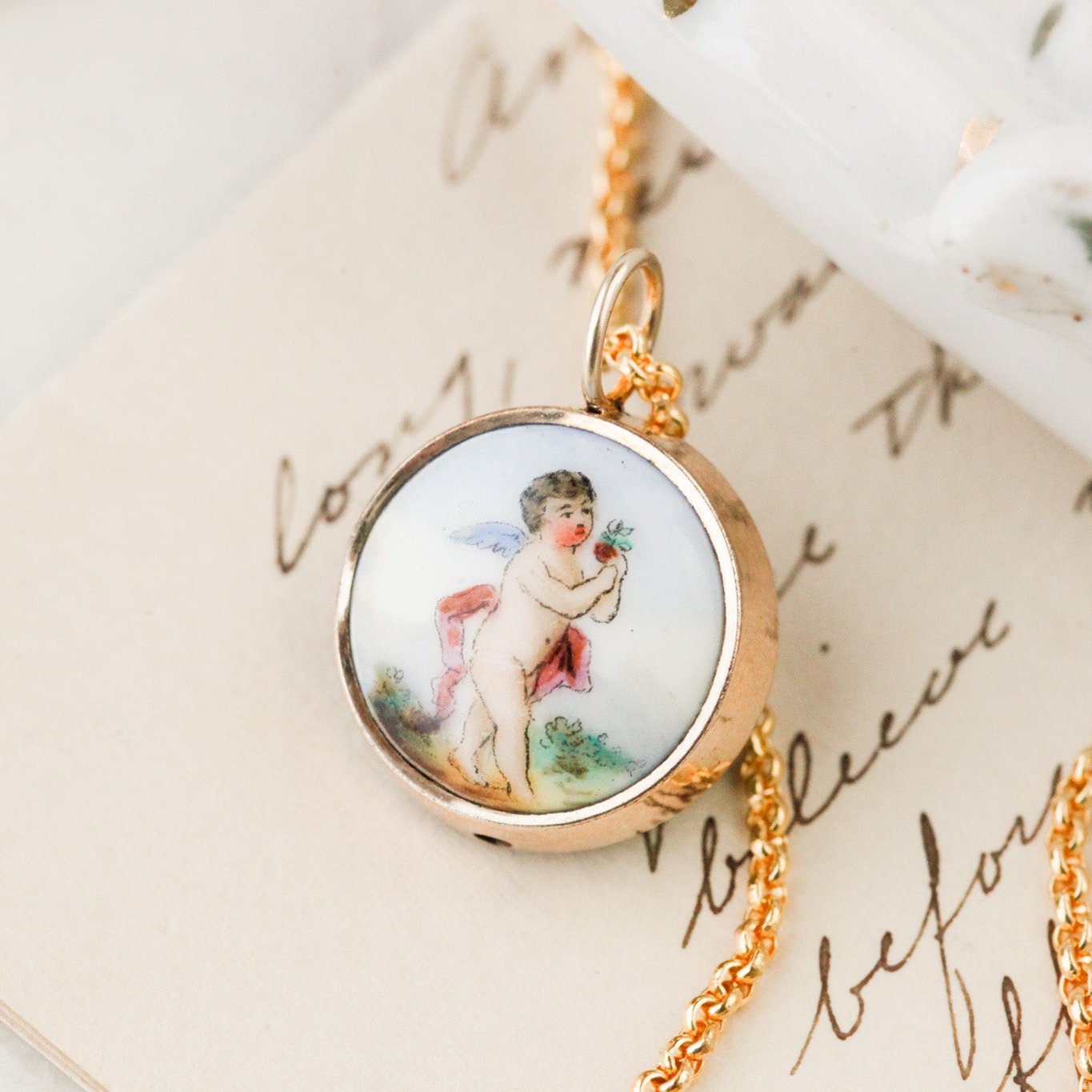 Enameled Cherub Pendant