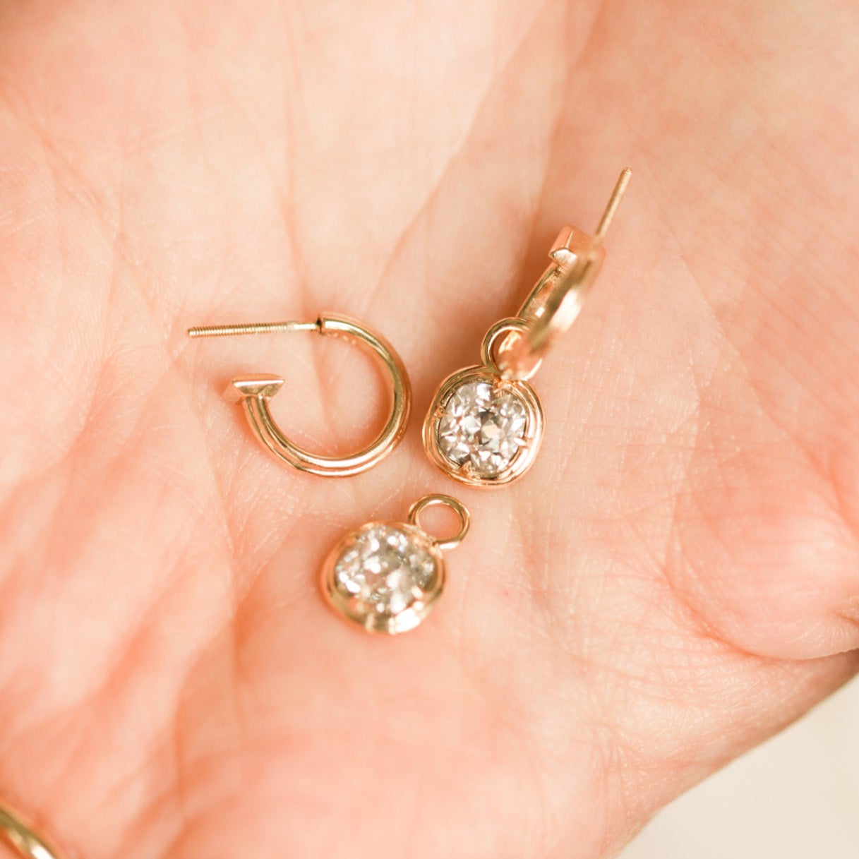 Small Charm Pendants with Old Mine Cut Diamonds