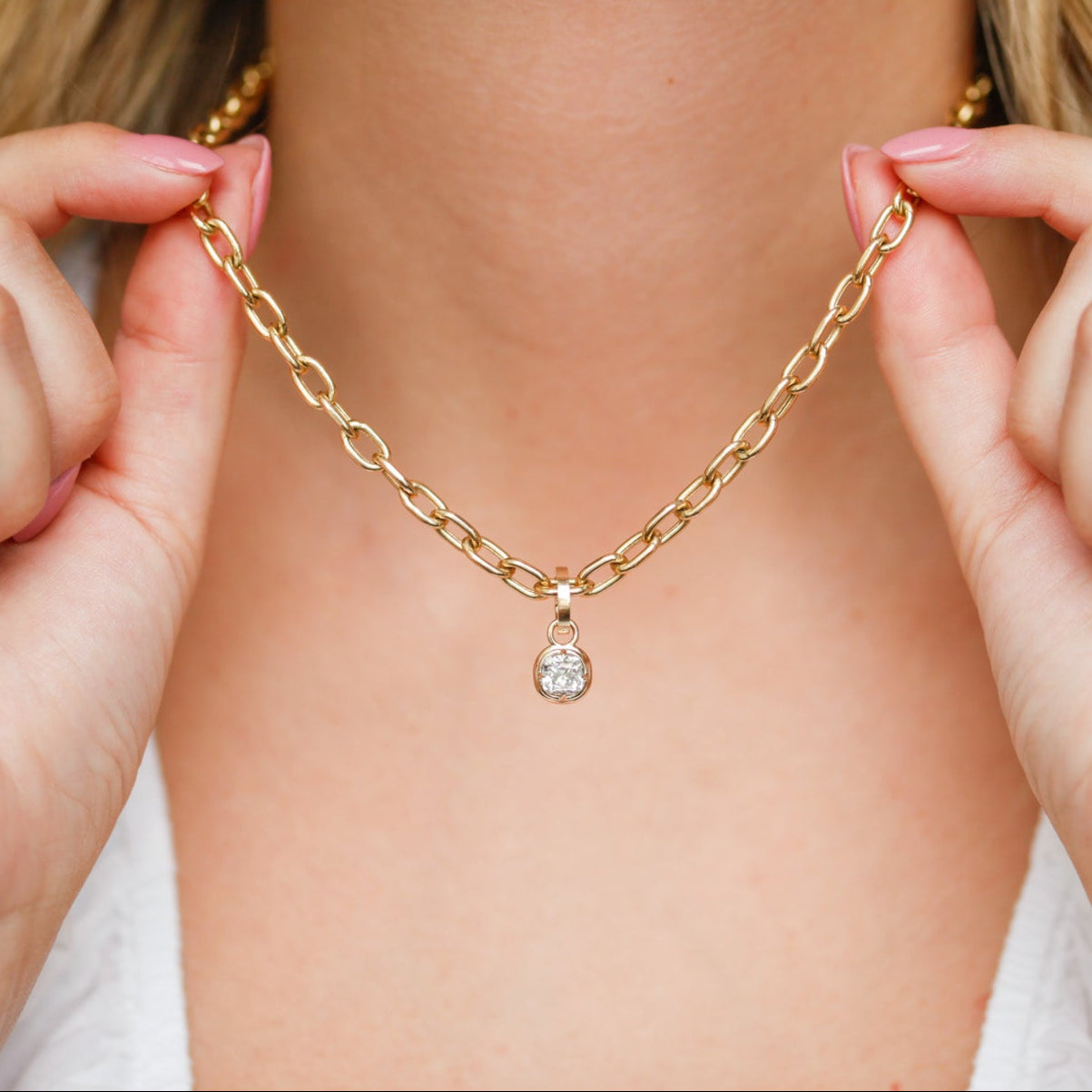 Small Charm Pendants with Old Mine Cut Diamonds