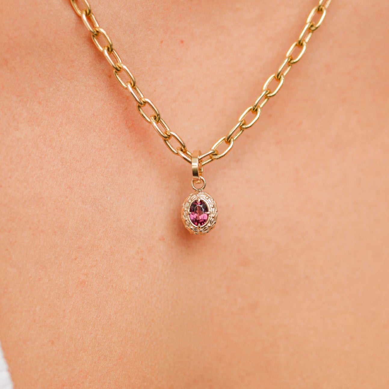 Laurel and Berry Garnet Pendant