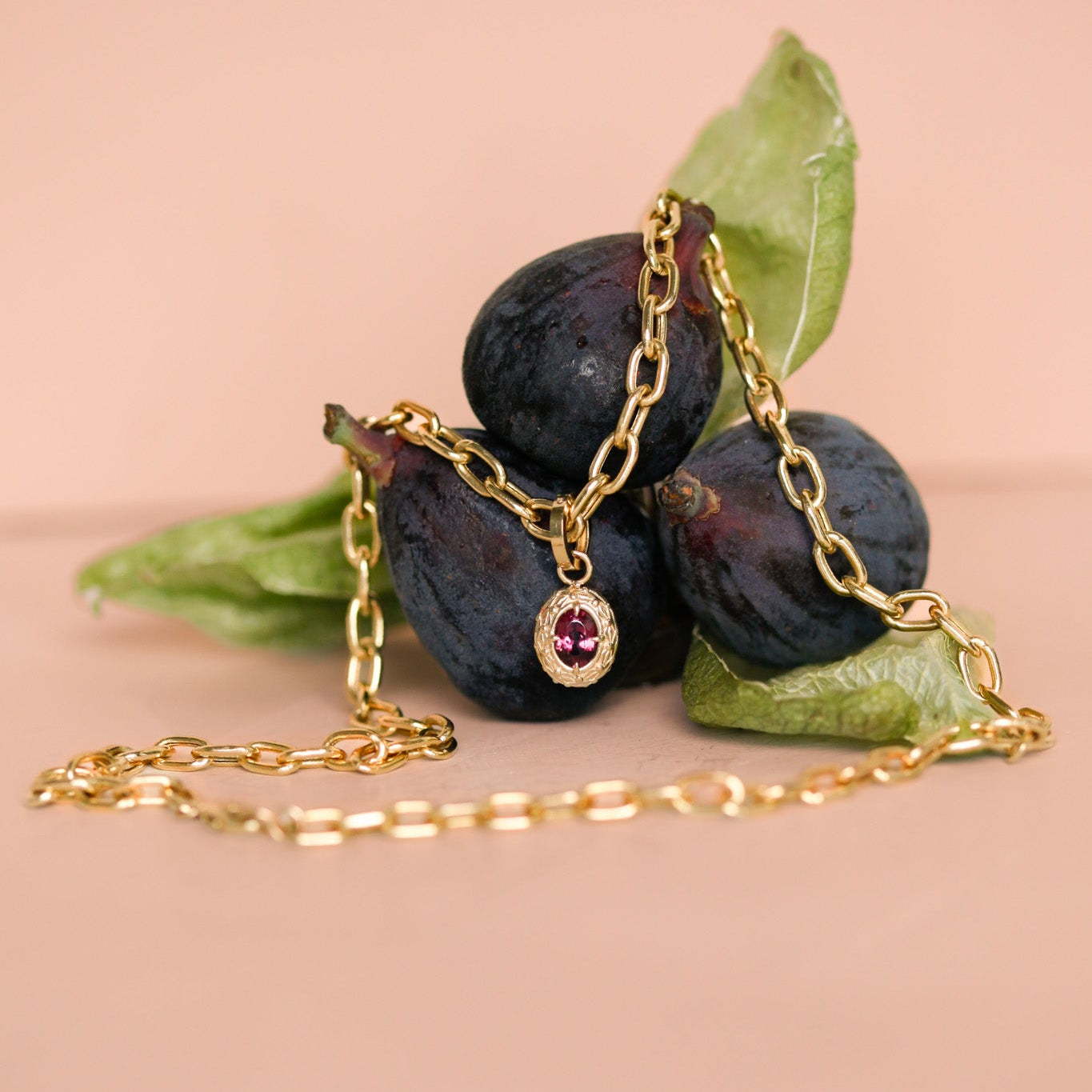 Laurel and Berry Garnet Pendant